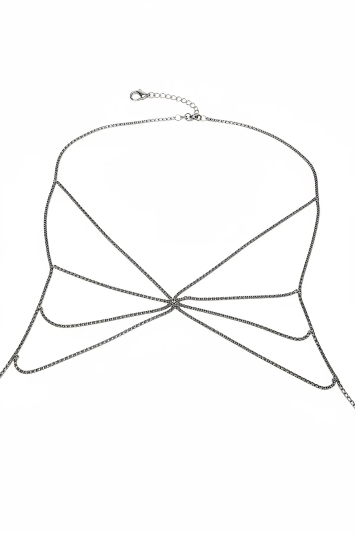 Gümüş Renk Taş Detaylı Tasarım Vücut Aksesuar