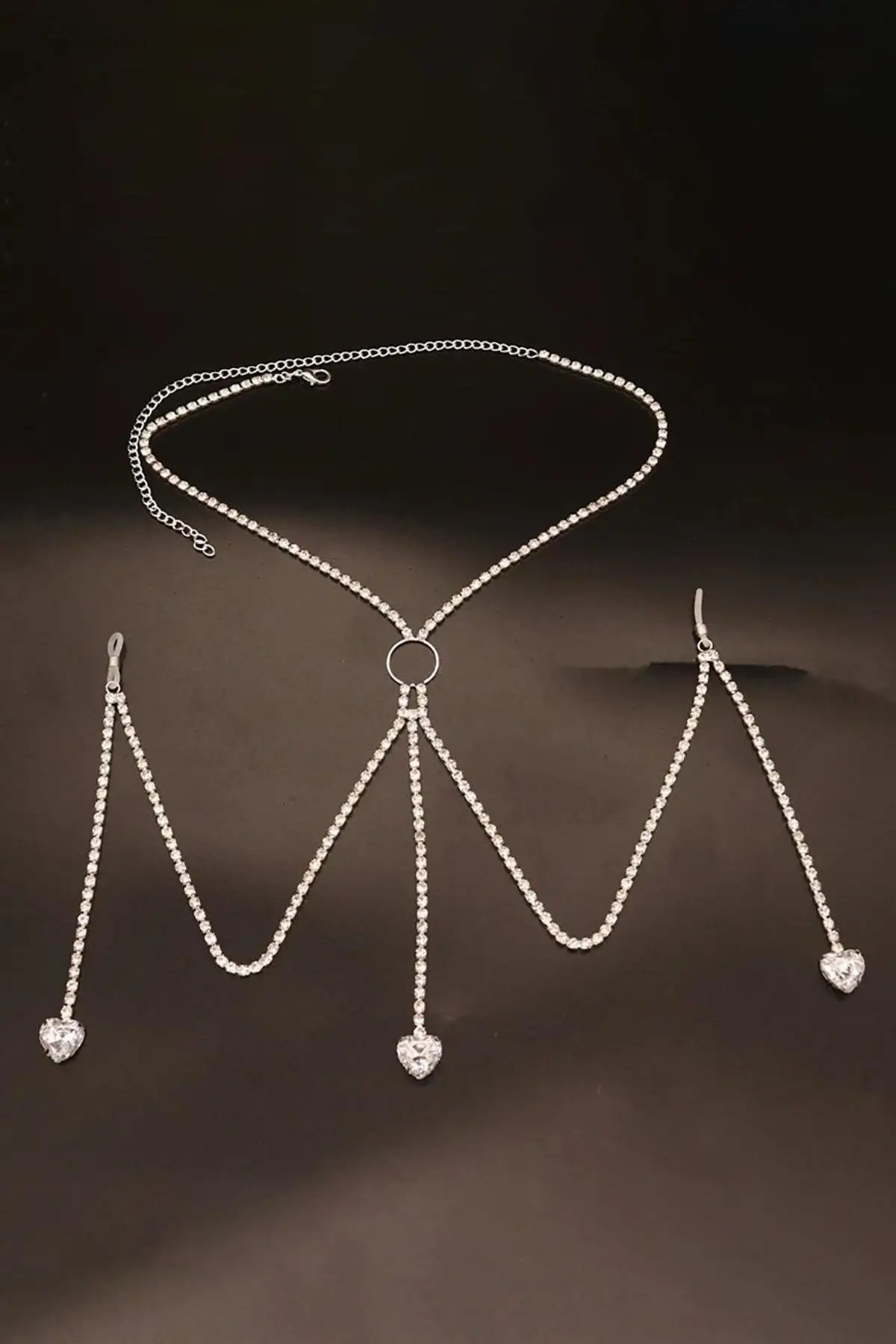 Gümüş Renk Taş Detaylı Tasarım Vücut Aksesuar