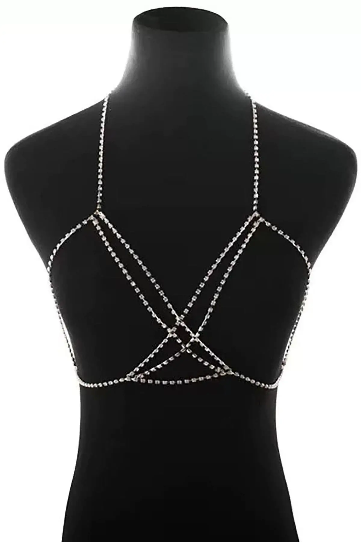 Gümüş Renk Taş Detaylı Tasarım Vücut Aksesuar