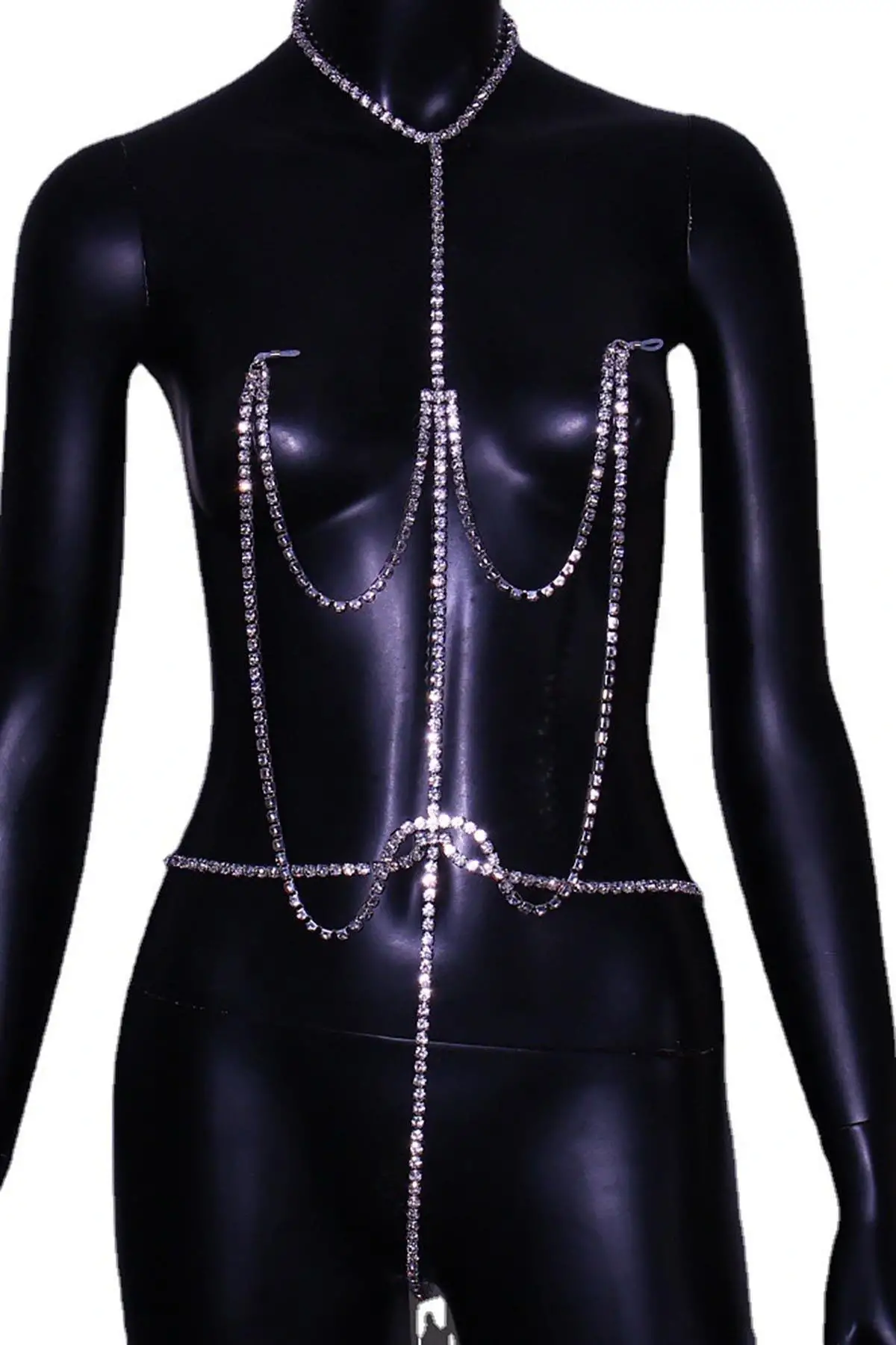 Gümüş Renk Taş Detaylı Tasarım Vücut Aksesuar