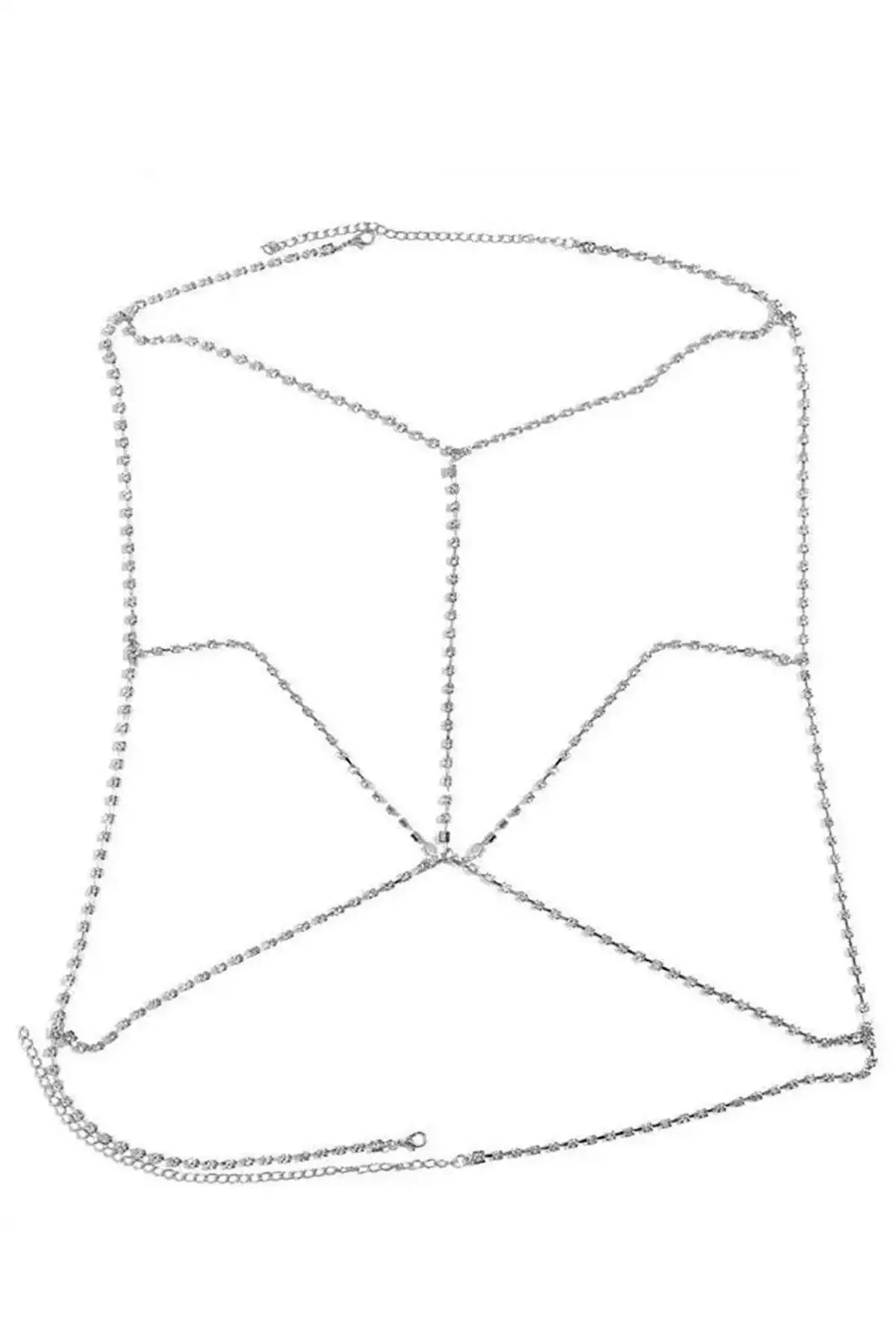 Gümüş Renk Taş Detaylı Tasarım Vücut Aksesuar