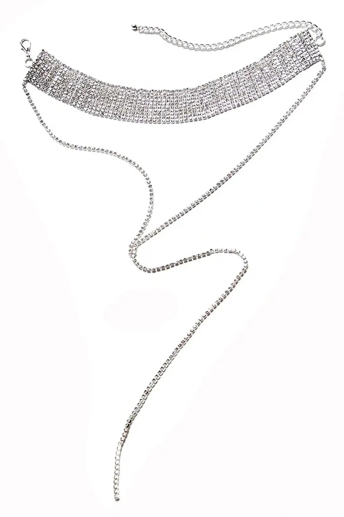 Gümüş Renk Taş Detaylı Tasarım Vücut Aksesuar