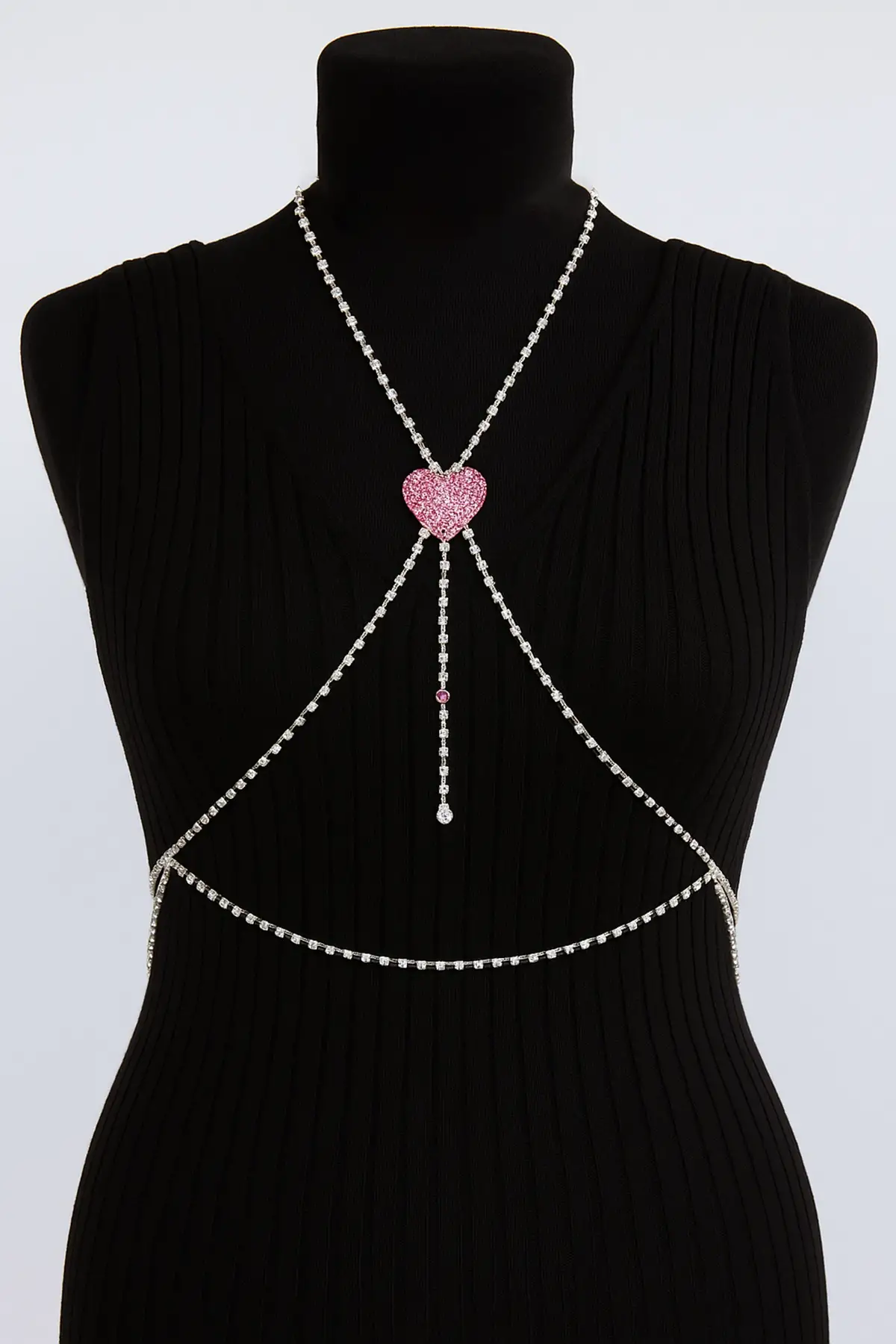 Gümüş Renk Taş Detaylı Tasarım Vücut Aksesuar