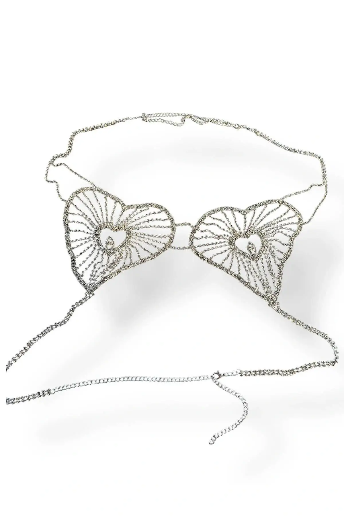 Gümüş Renk Taş Detaylı Tasarım Vücut Aksesuar