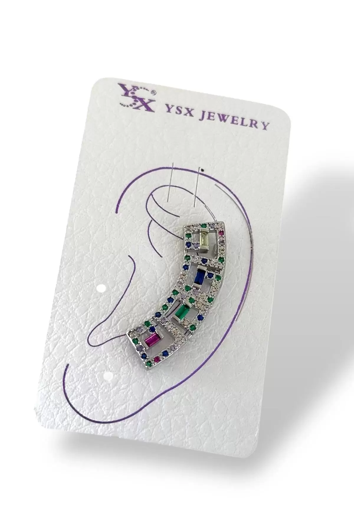Gümüş Renk Taş Detaylı YSX Ear Cuff (Tek)