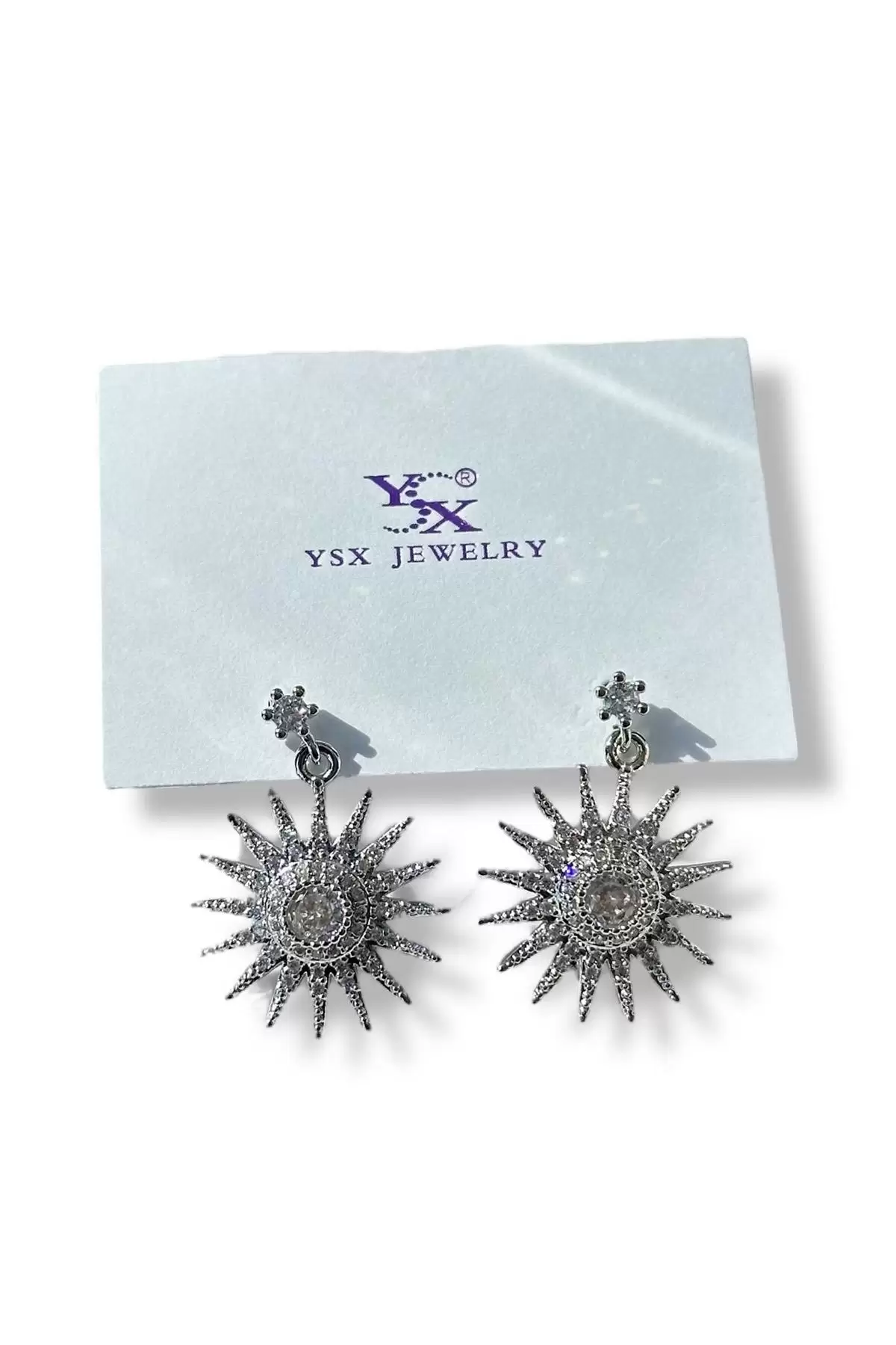 Gümüş Renk Taş Detaylı YSX Küpe (Çift)