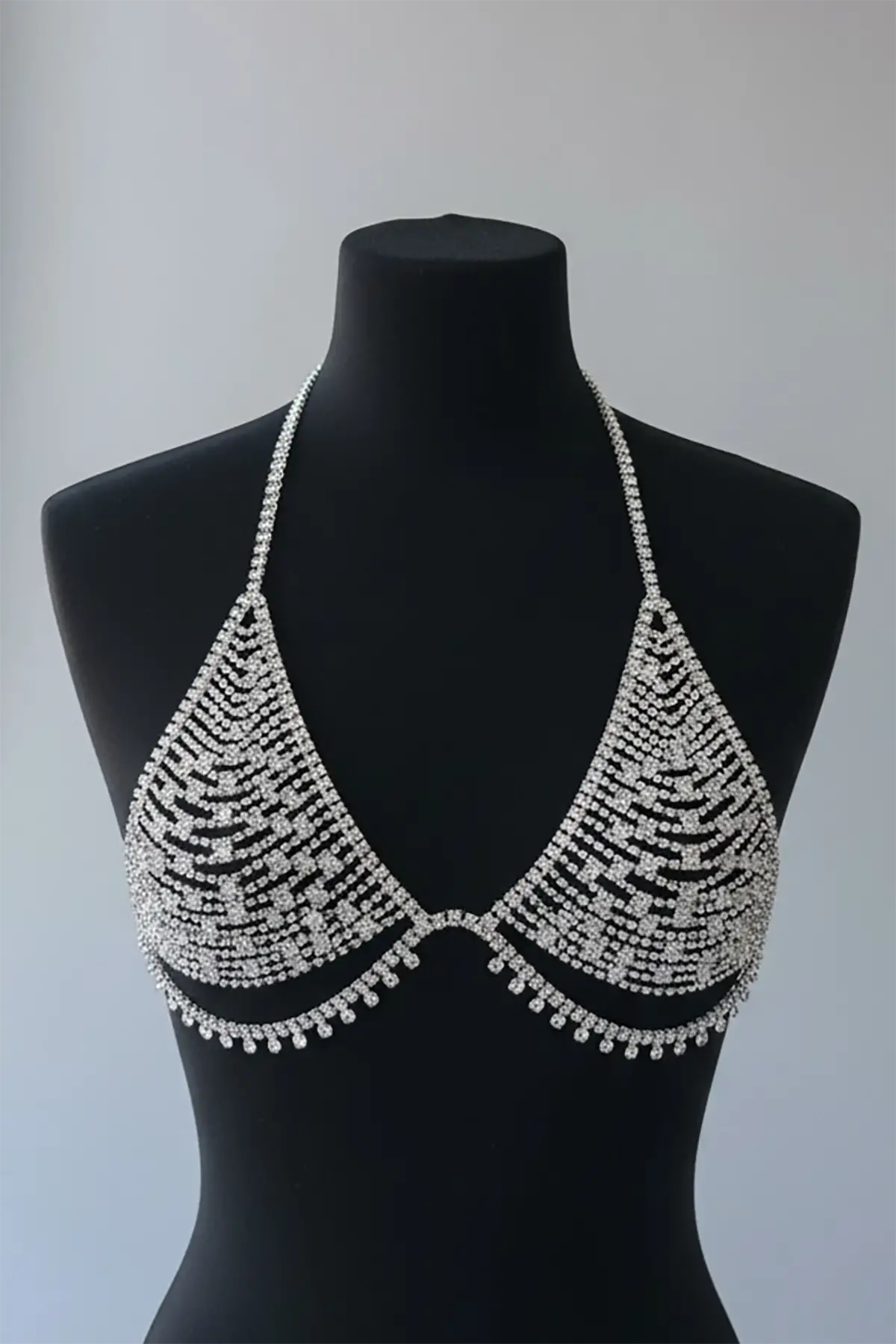 Gümüş Renk Taşlı Bikini Üstü /Bralet /Vücut Aksesuarı