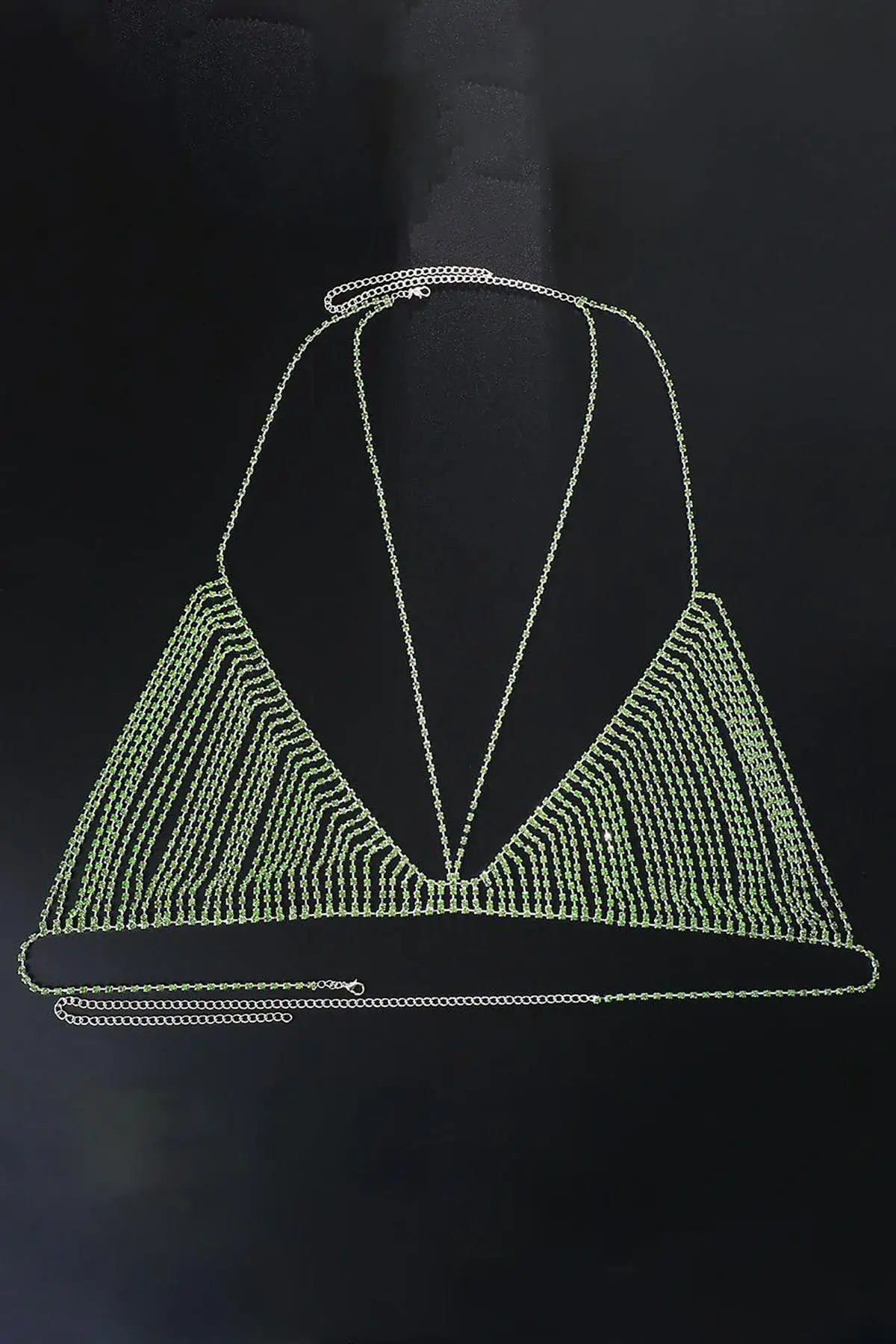 Gümüş Renk Taşlı Bikini Üstü /Bralet /Vücut Aksesuarı