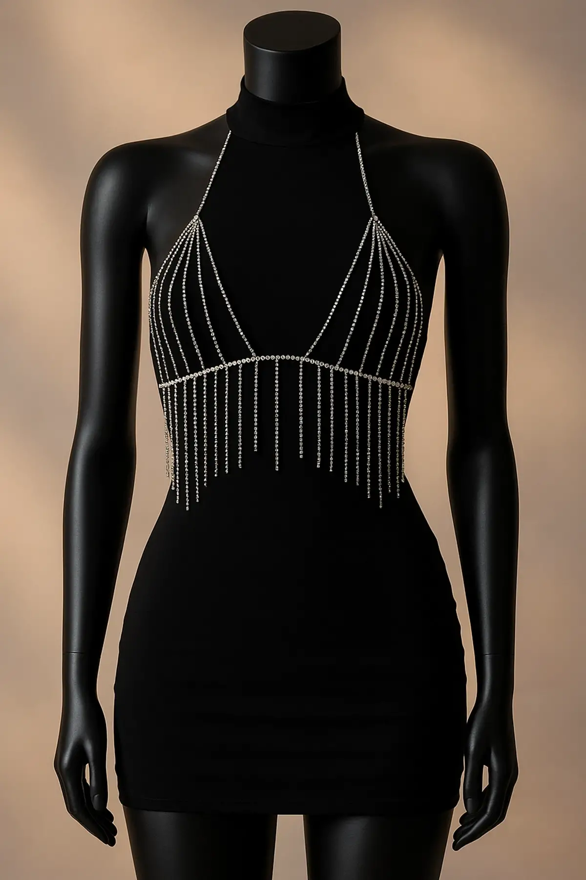 Gümüş Renk Taşlı Bikini Üstü /Bralet /Vücut Aksesuarı