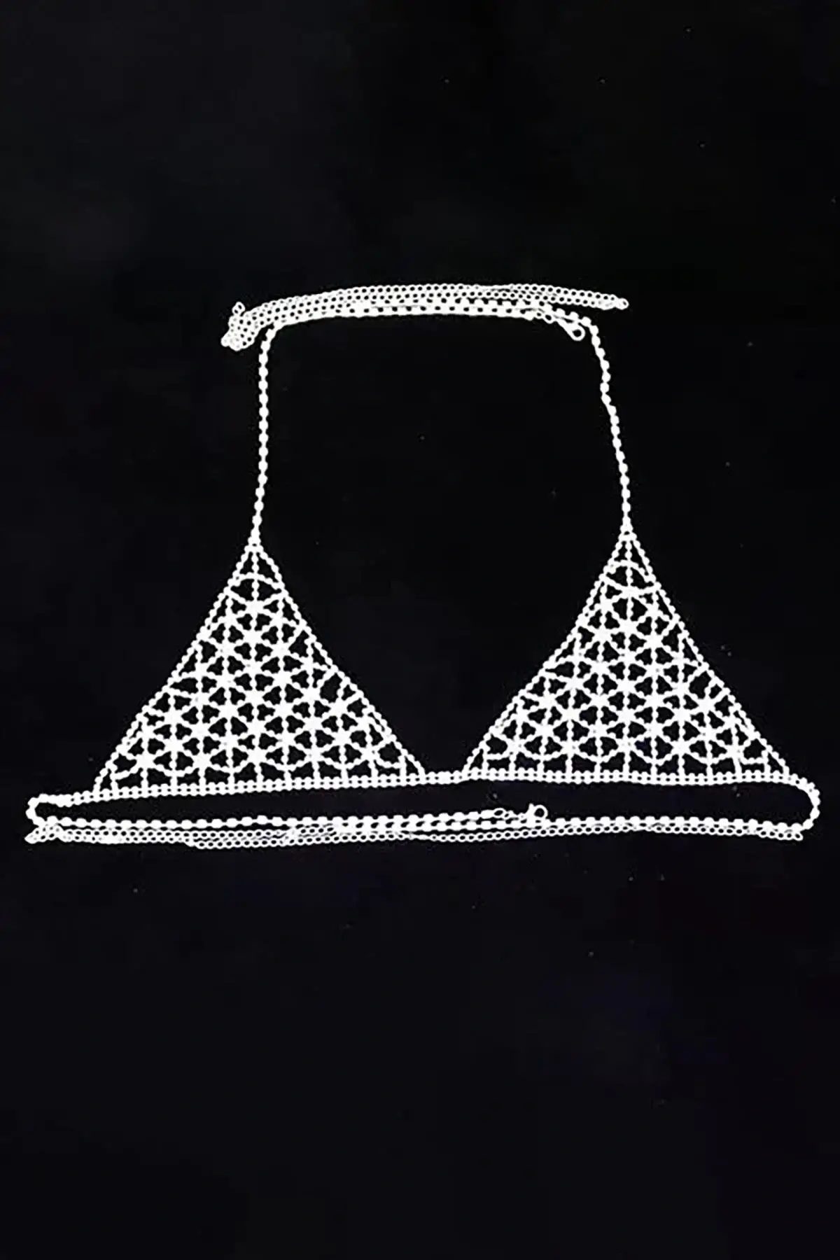 Gümüş Renk Taşlı Bikini Üstü /Bralet /Vücut Aksesuarı