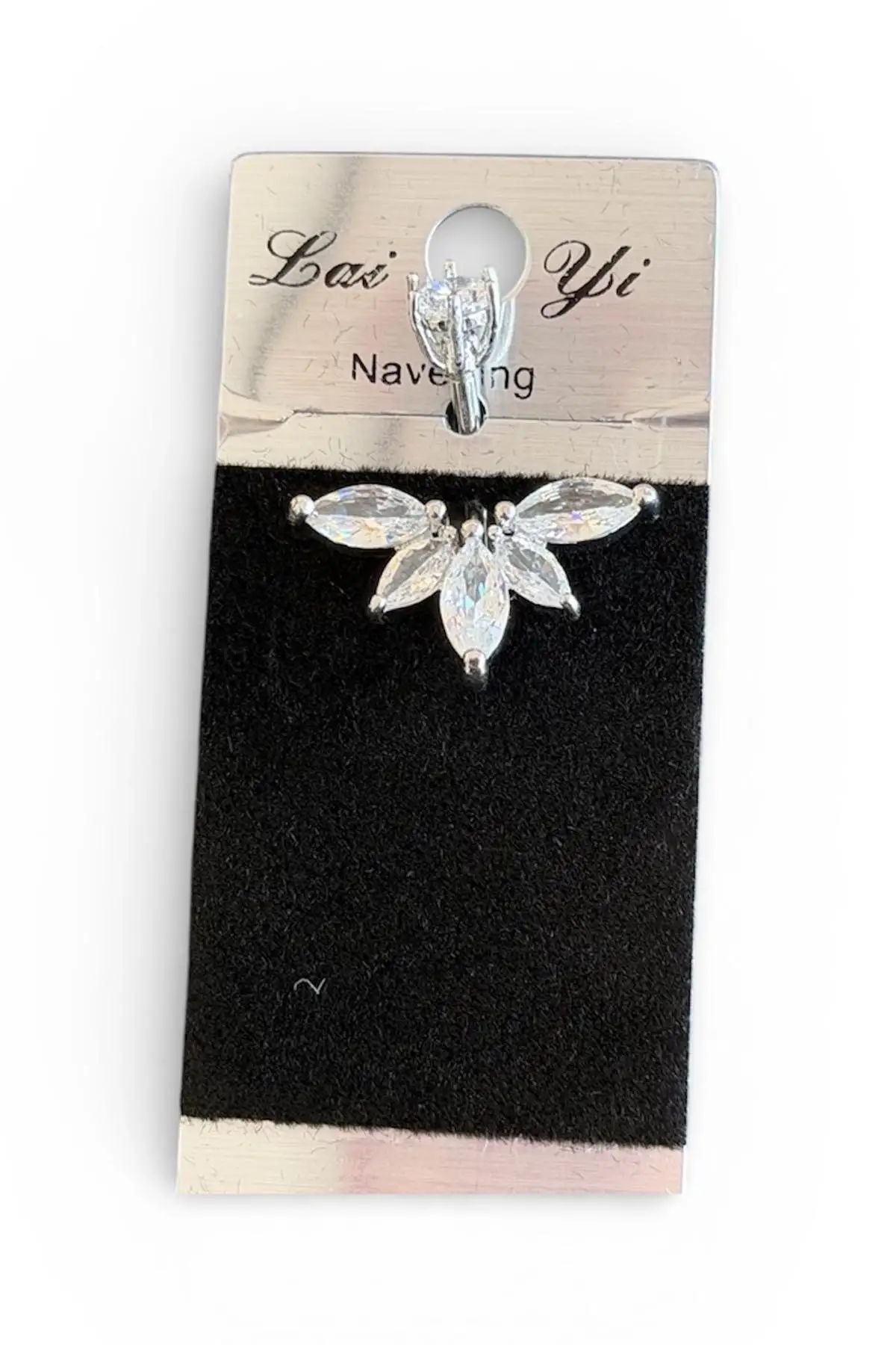 Gümüş Renk Taşlı Cerrahi Çelik Göbek Piercingi