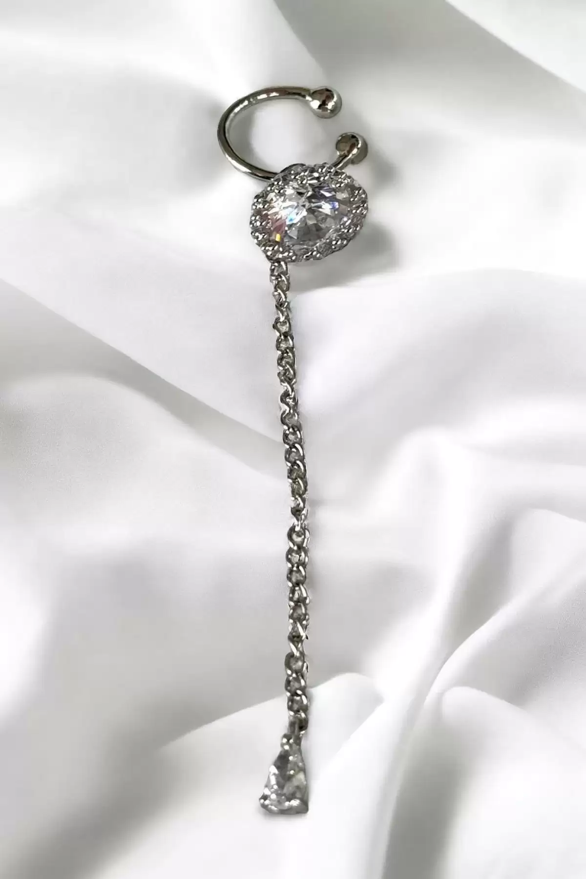 Gümüş Renk Taşlı Ear Cuff (Tek)