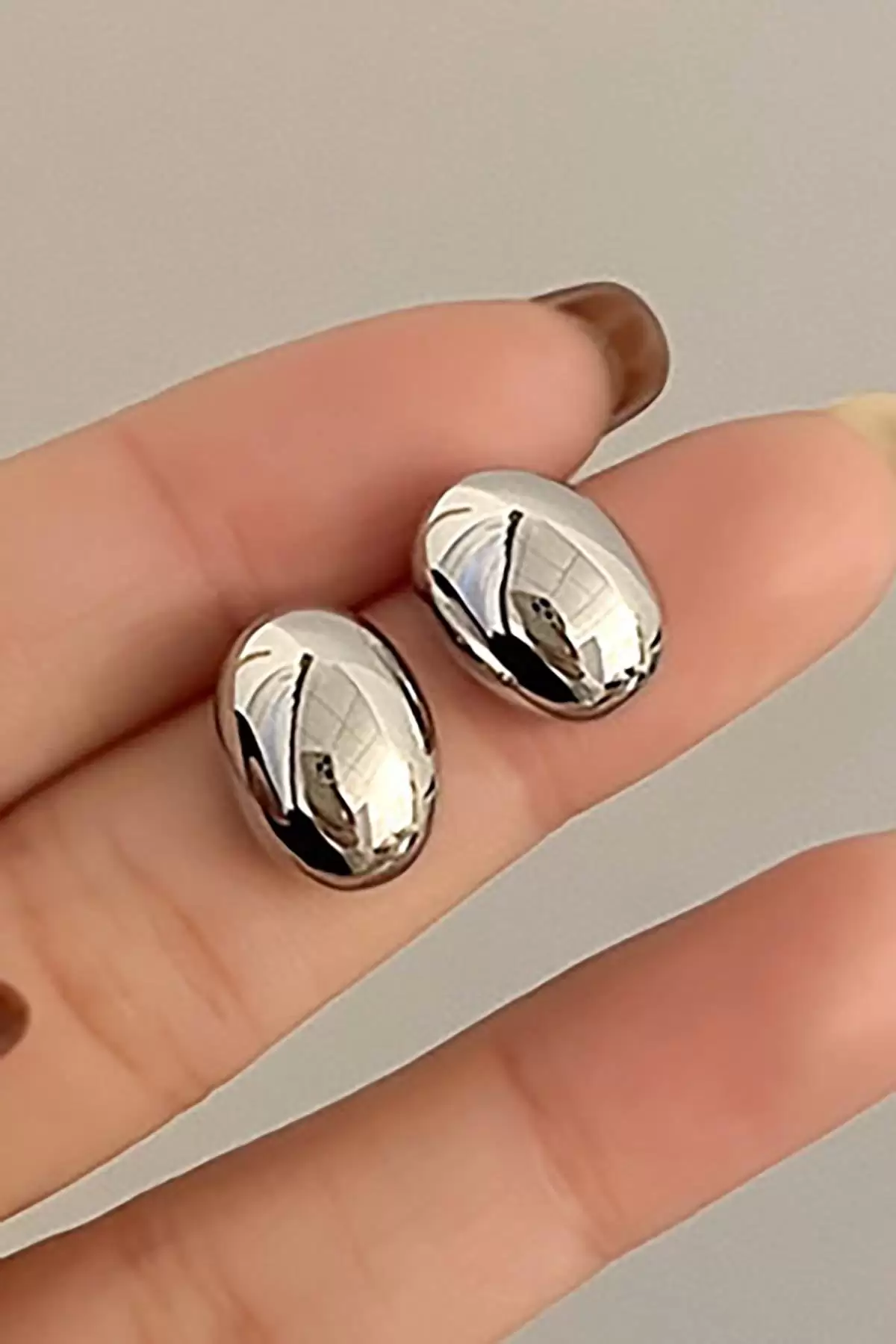 Gümüş Renk Top Metal Küpe (Çift)