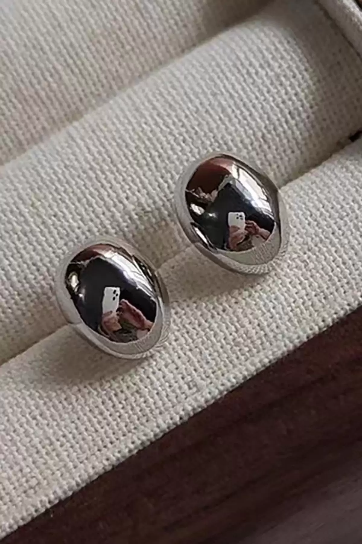Gümüş Renk Top Metal Küpe (Çift)