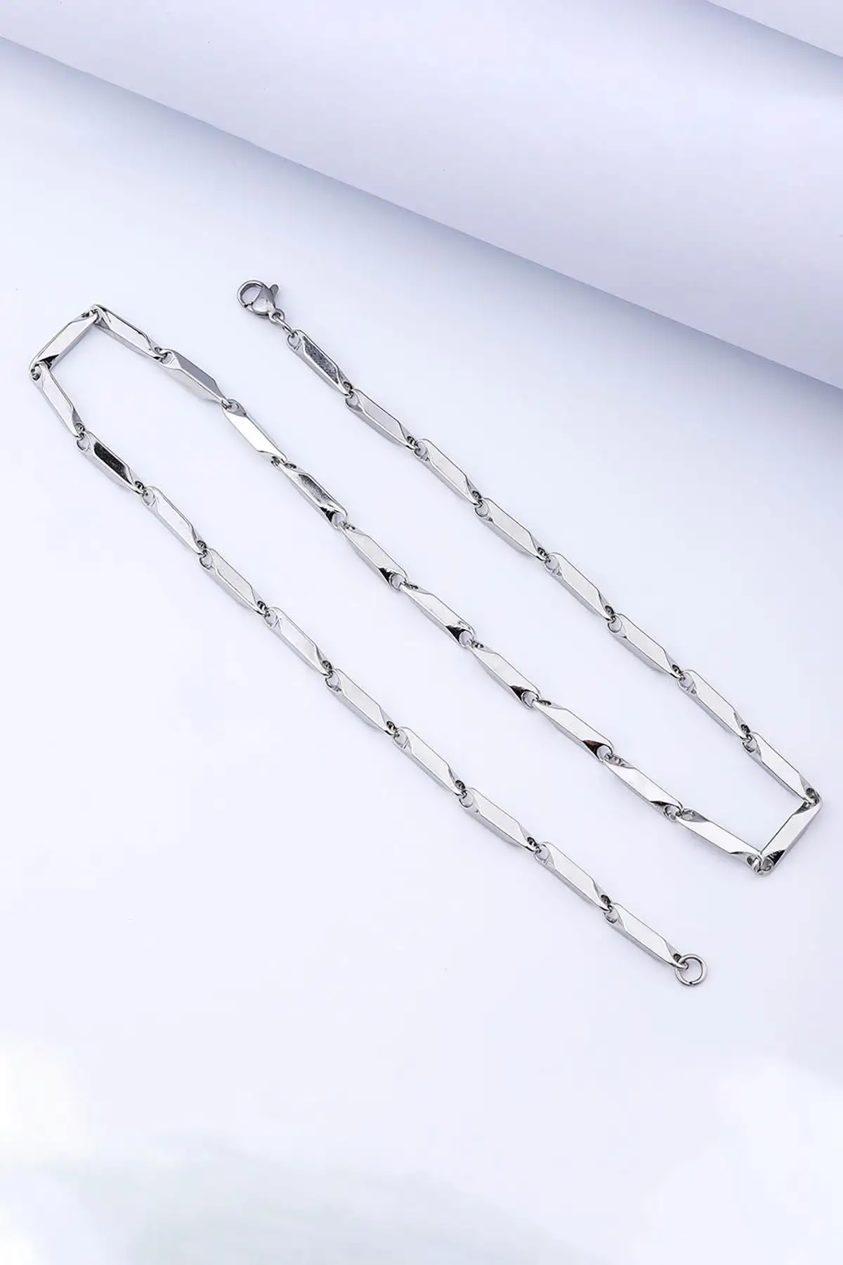 Gümüş Renk Unisex Çelik Kolye