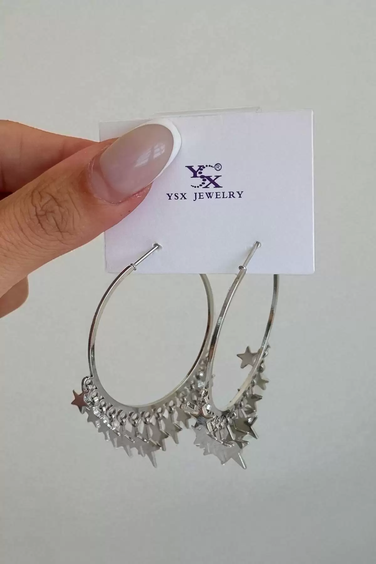 Gümüş Renk Vip Yıldız Detaylı YSX Küpe (Çift)