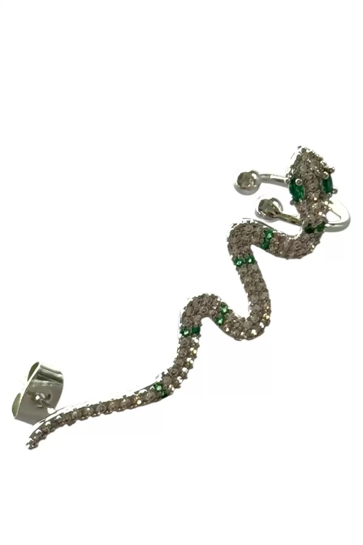 Gümüş Renk Yılan Figürlü Ear Cuff Küpe (Tek)