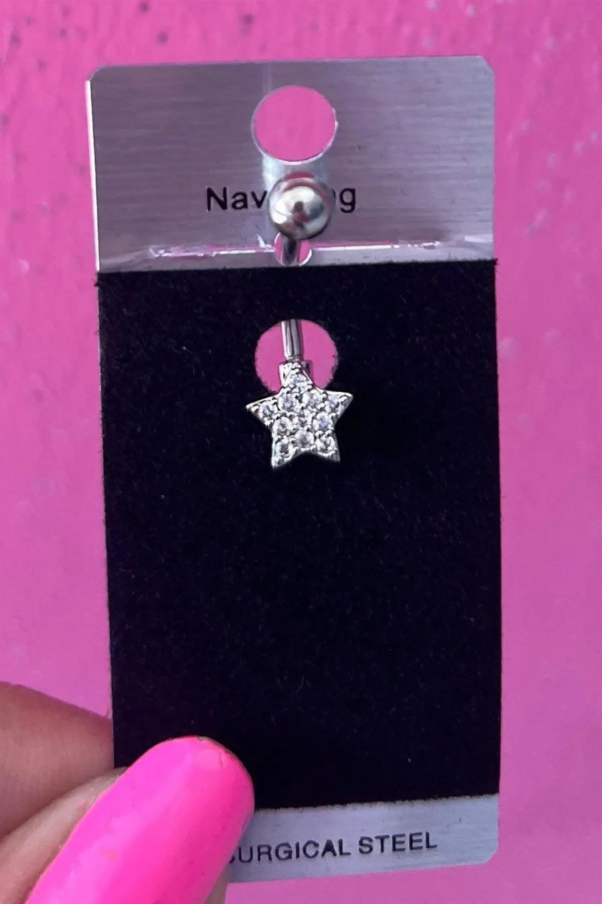 Gümüş Renk Yıldız Figürlü Cerrahi Çelik Göbek Piercing