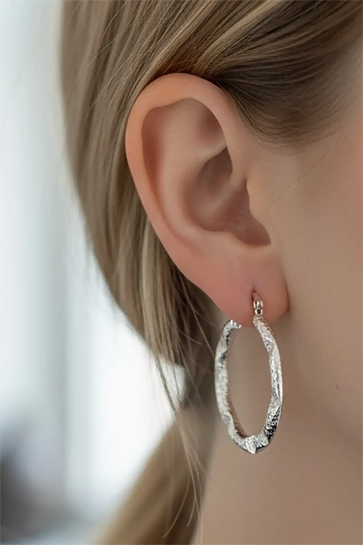 Gümüş Renk YSX Halka Küpe (Çift)