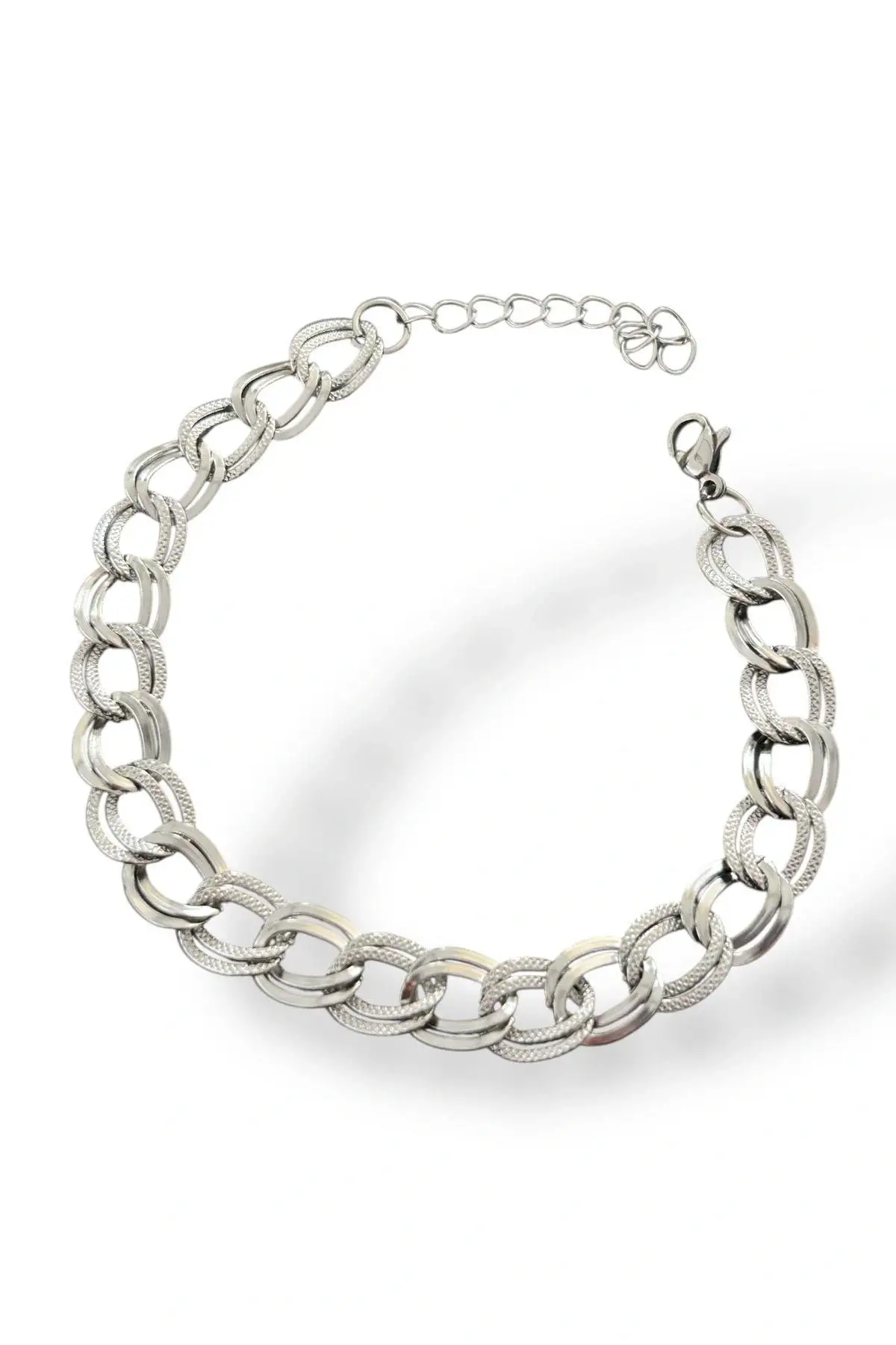 Gümüş Renk Zincir Çelik Bileklik (Unisex)