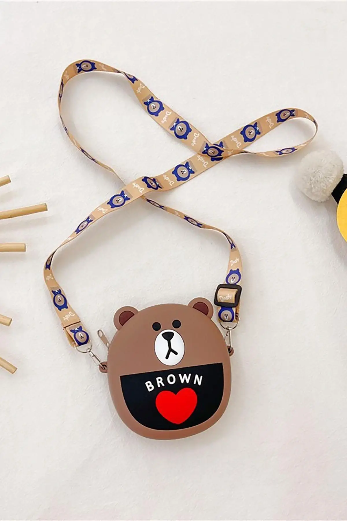 Kahverengi Ayı Figürlü Çocuk Pop-İt Çanta