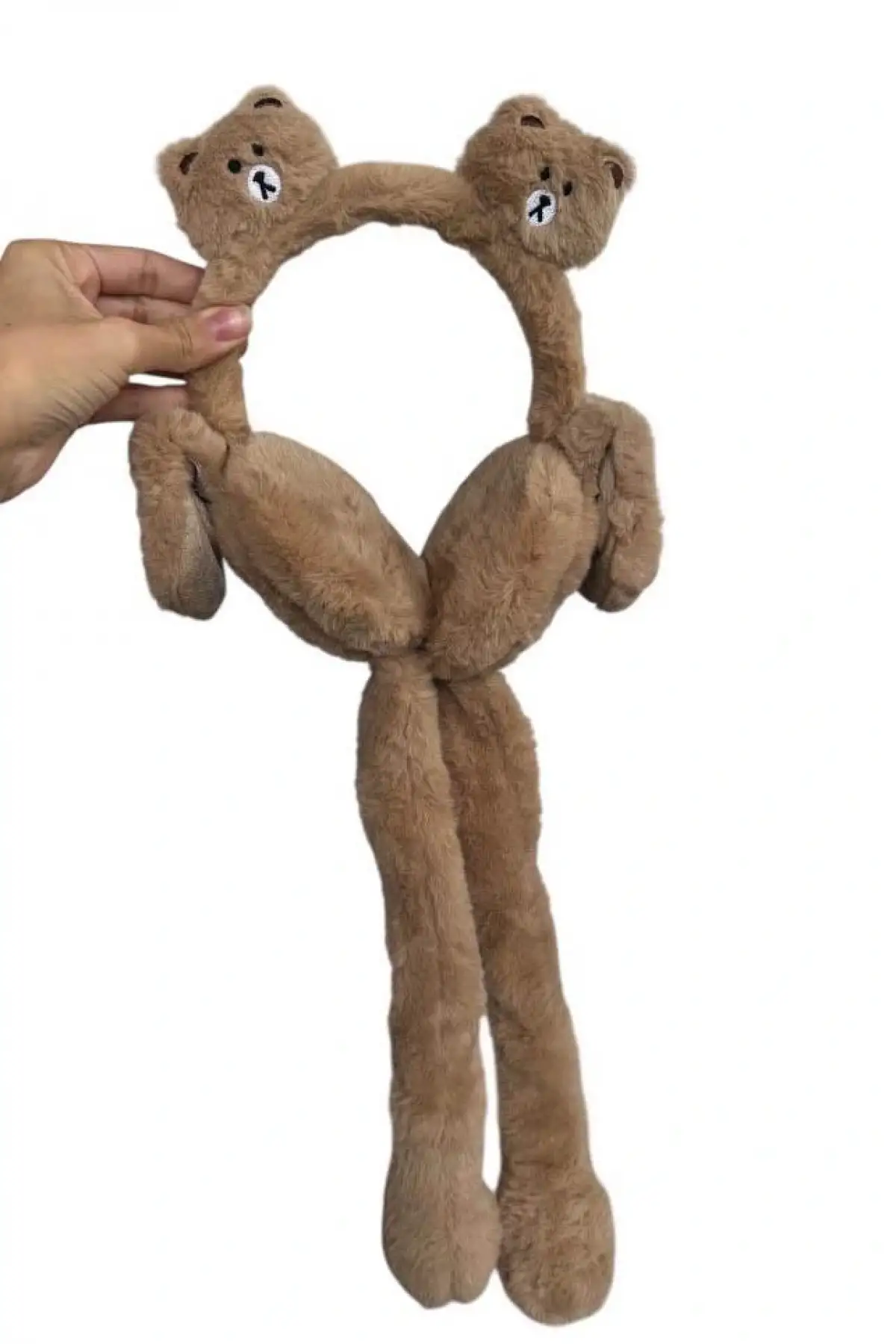 Kahverengi Ayıcık Figürlü Kulakları Oynayan Peluş Kulaklık