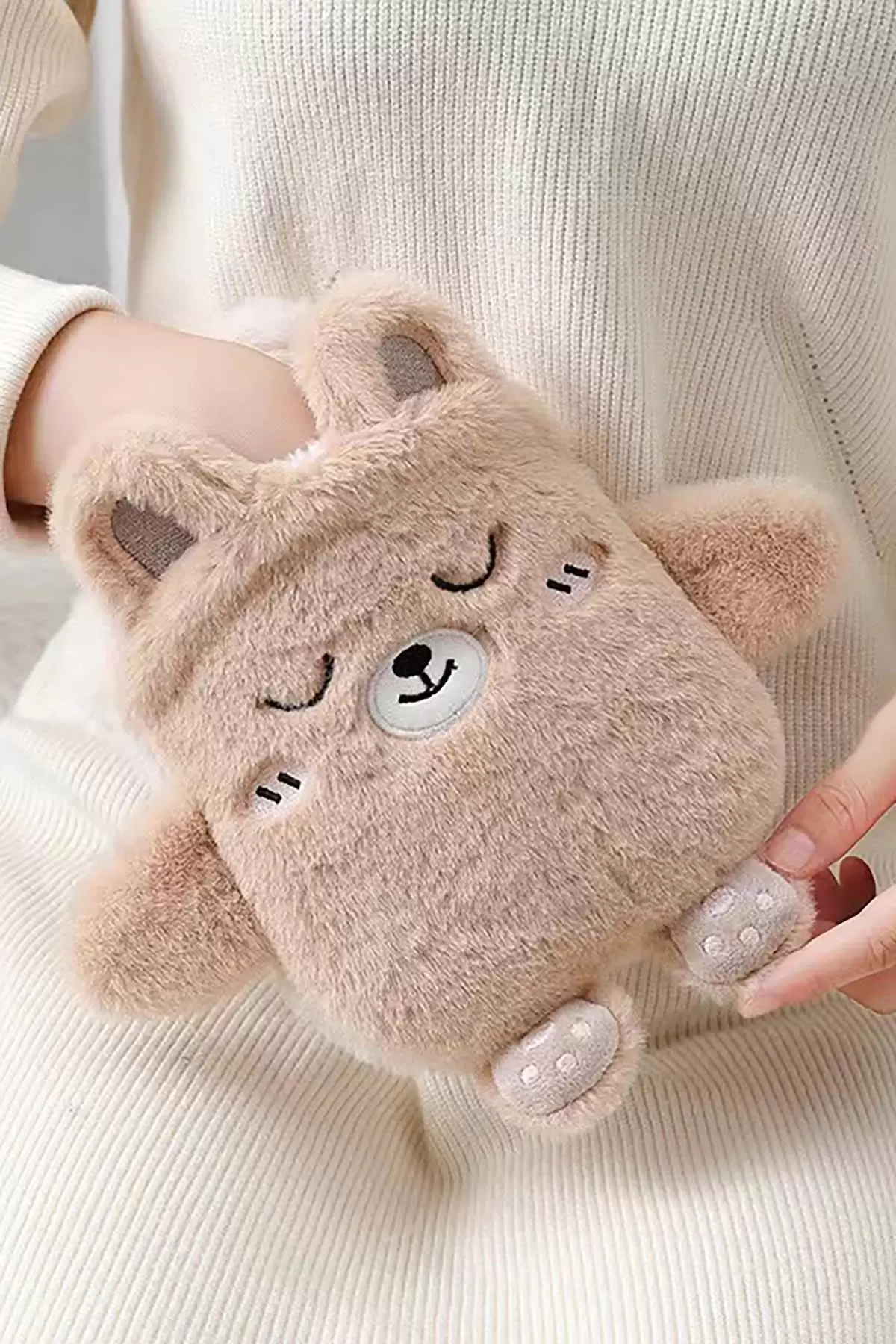 Kahverengi Ayıcık Figürlü Peluş Sıcak Su Torbası
