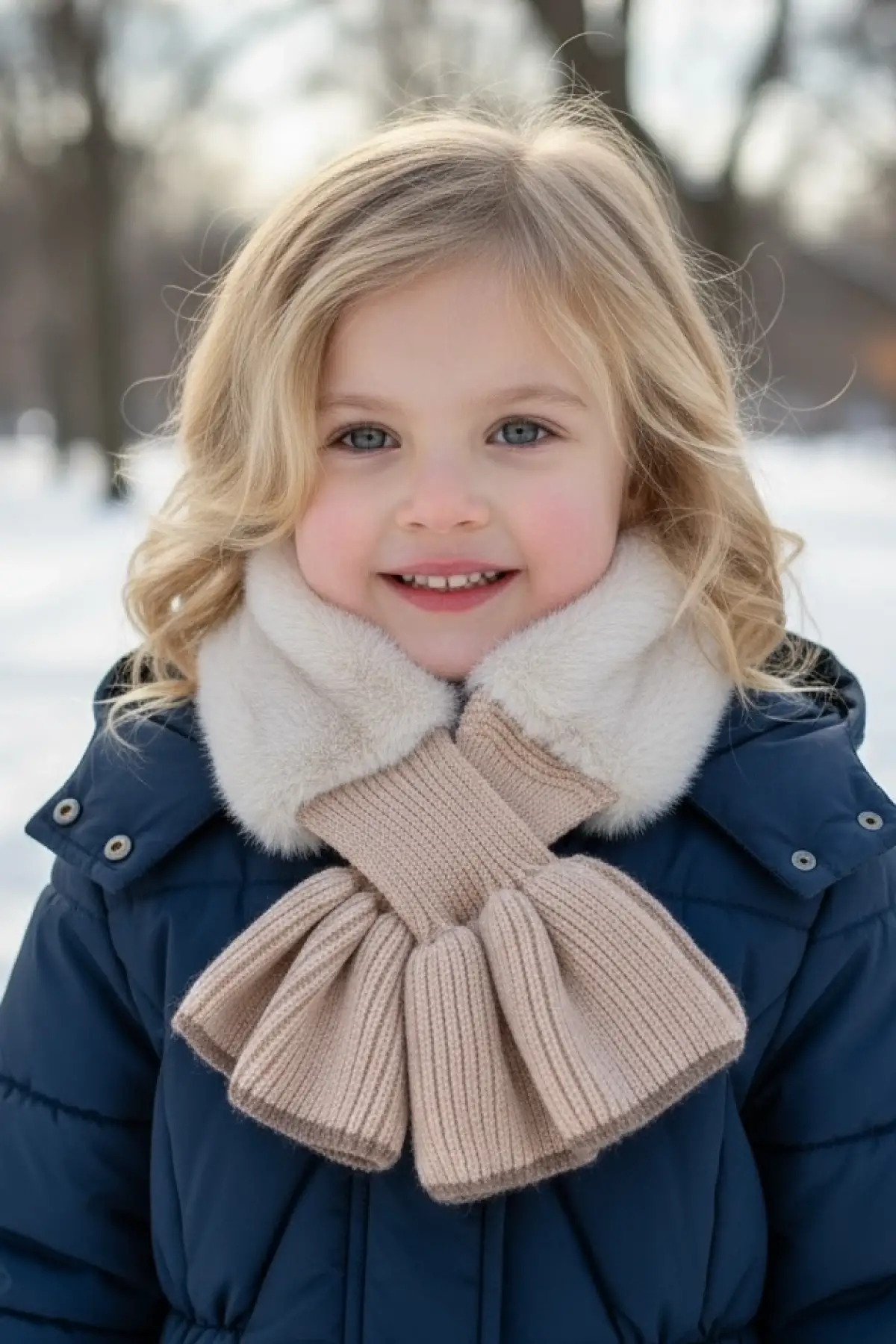 Kahverengi Çocuk Peluş Atkı