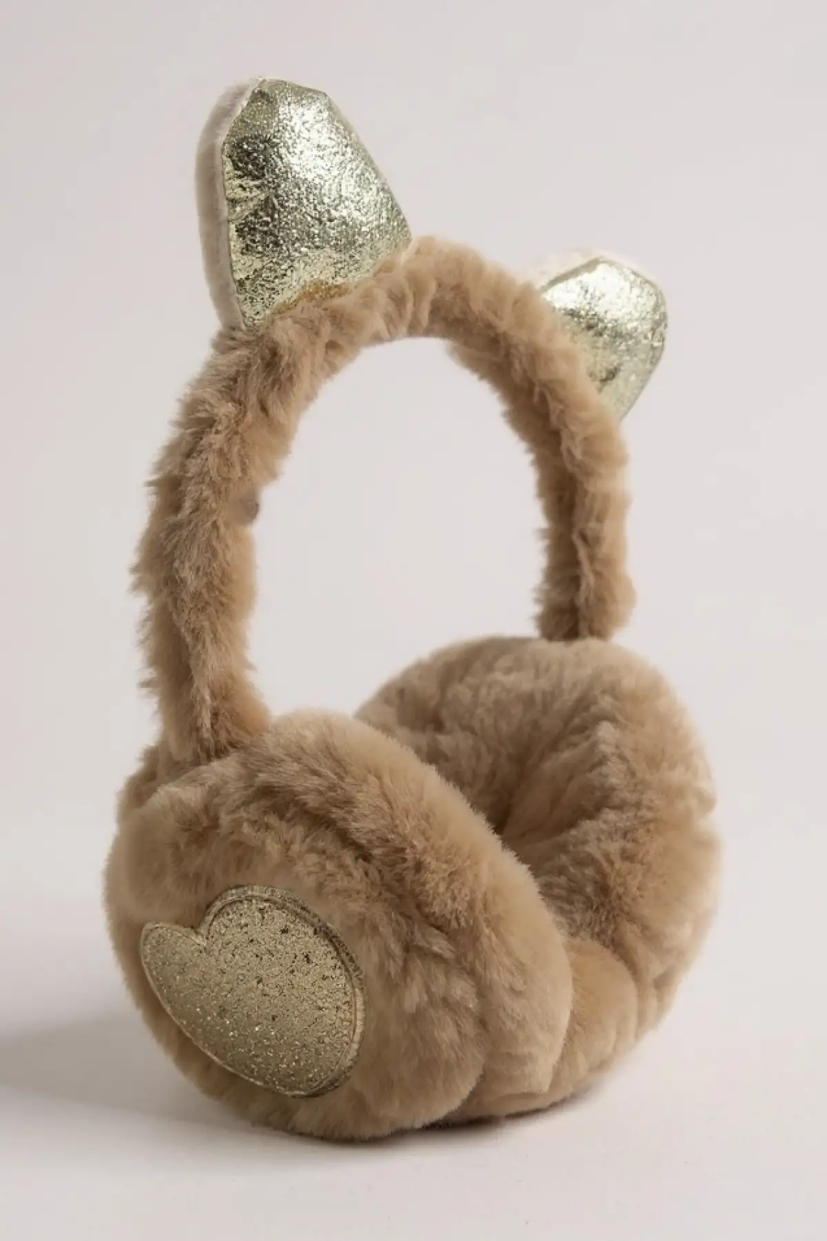 Kahverengi Kalp Figürlü Kulaklı Çocuk Peluş Kulaklık