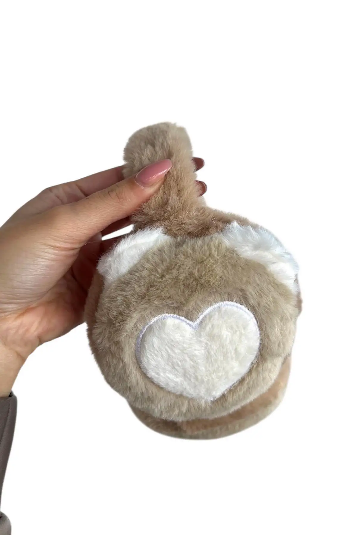 Kahverengi Kalp Figürlü Peluş Kulaklık