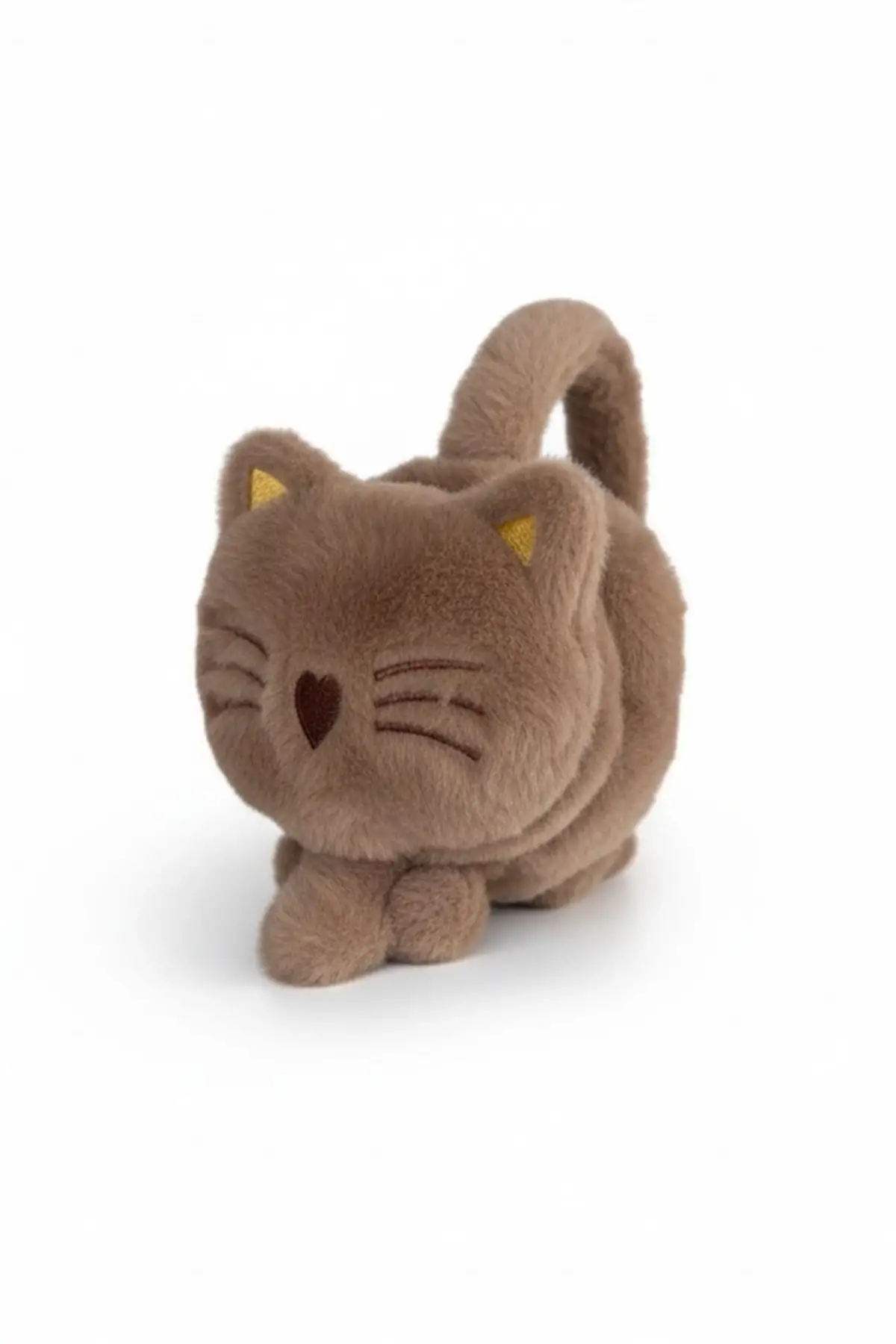 Kahverengi Kedi Figürlü Peluş Kulaklık