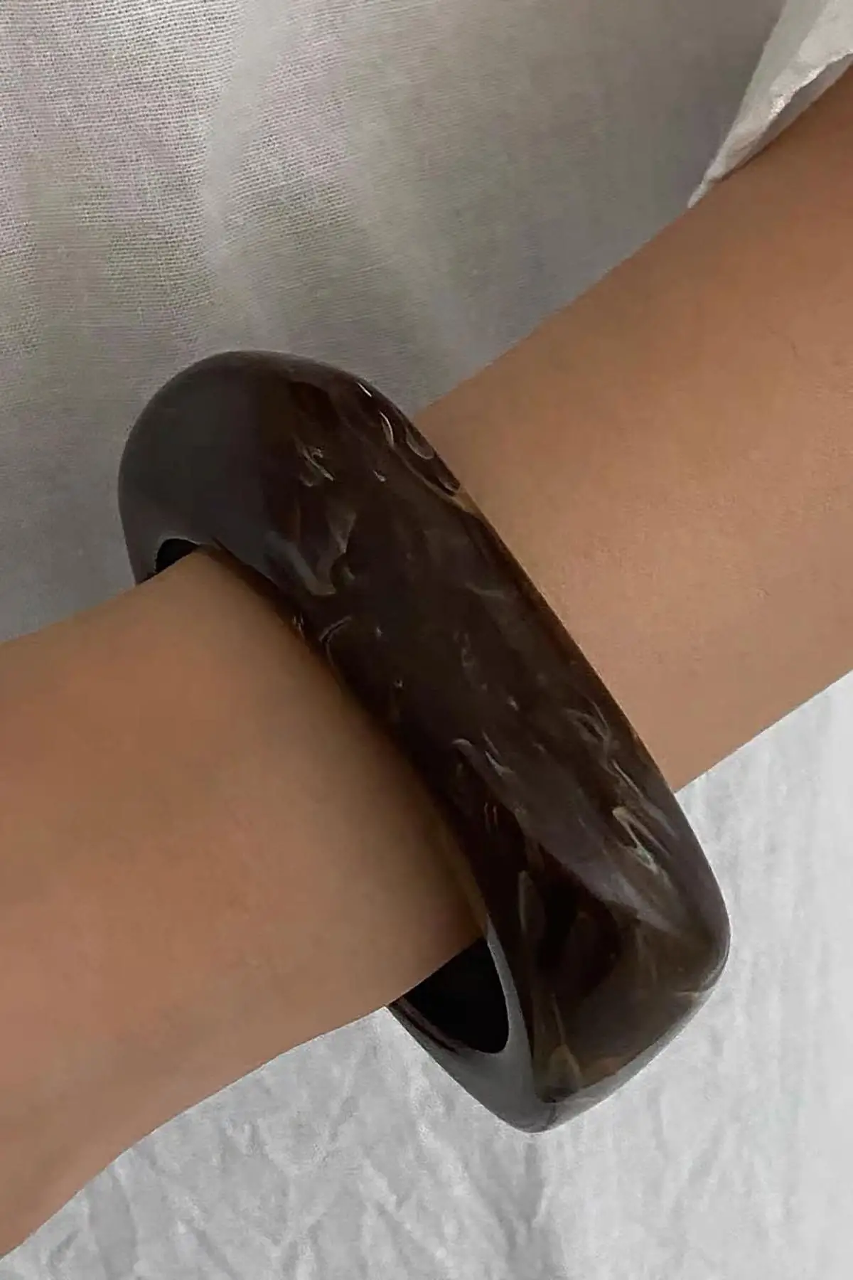 Kahverengi Renk Kemik Mika Bileklik