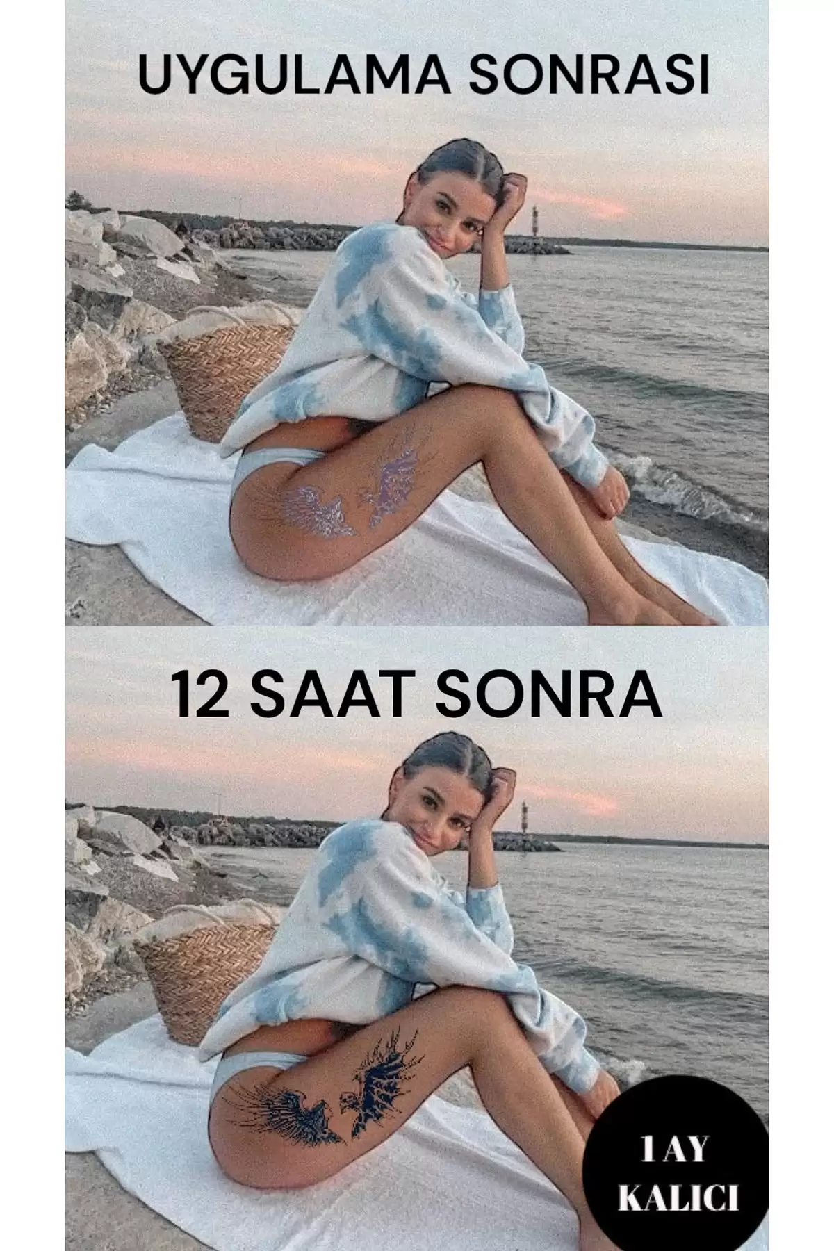 Kanat Figürlü 12 Saat Sonra Kararan Geçici Dövme Tattoo