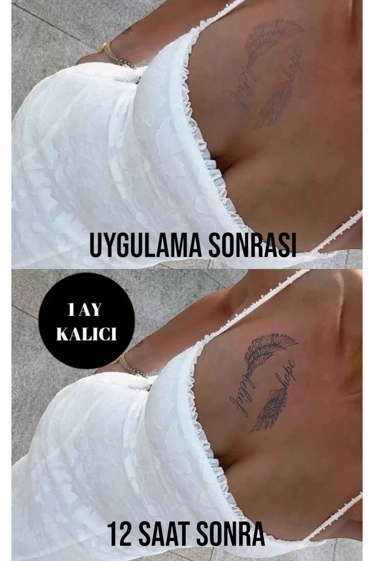 Kanat Figürlü 12 Saat Sonra Kararan Geçici Dövme Tattoo