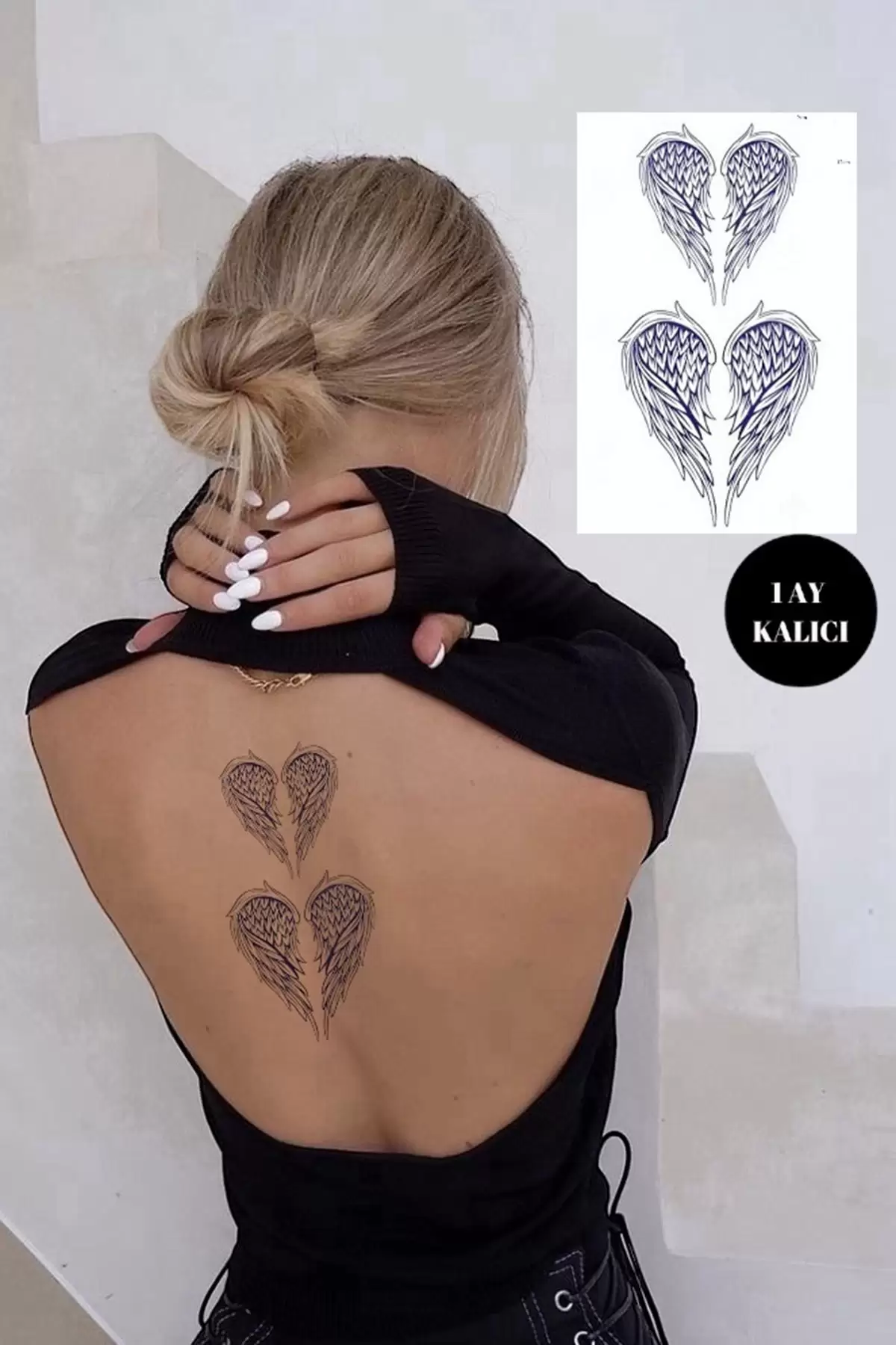 Kanat Figürlü 12 Saat Sonra Kararan Geçici Dövme Tattoo