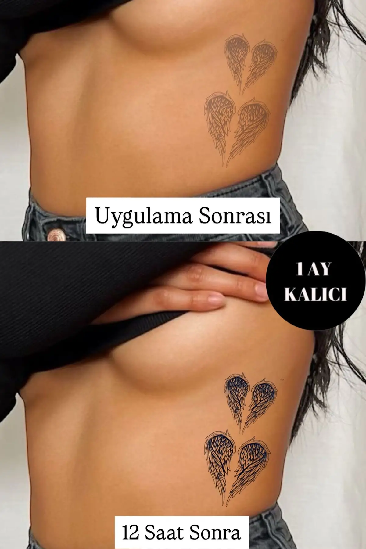 Kanat Figürlü 12 Saat Sonra Kararan Geçici Dövme Tattoo