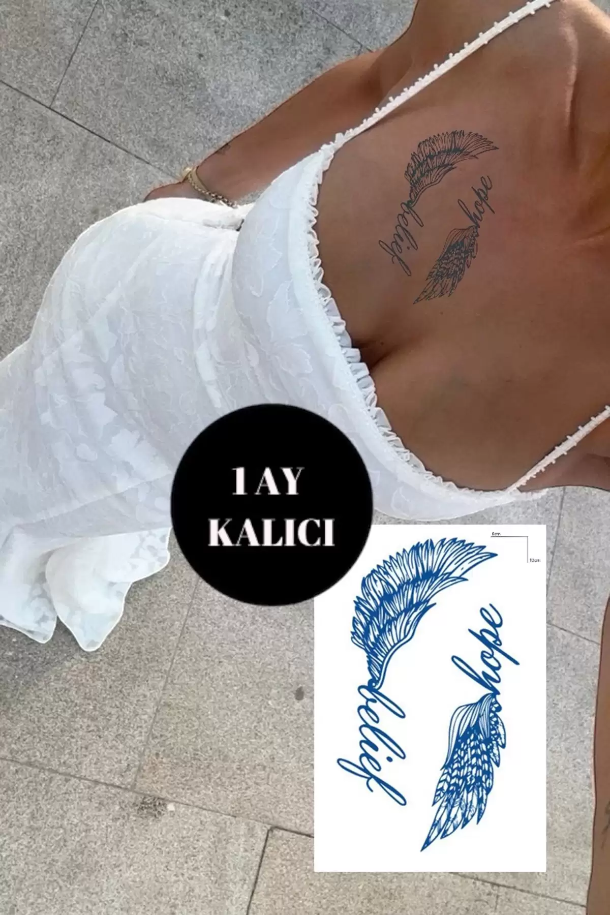 Kanat Figürlü 12 Saat Sonra Kararan Geçici Dövme Tattoo