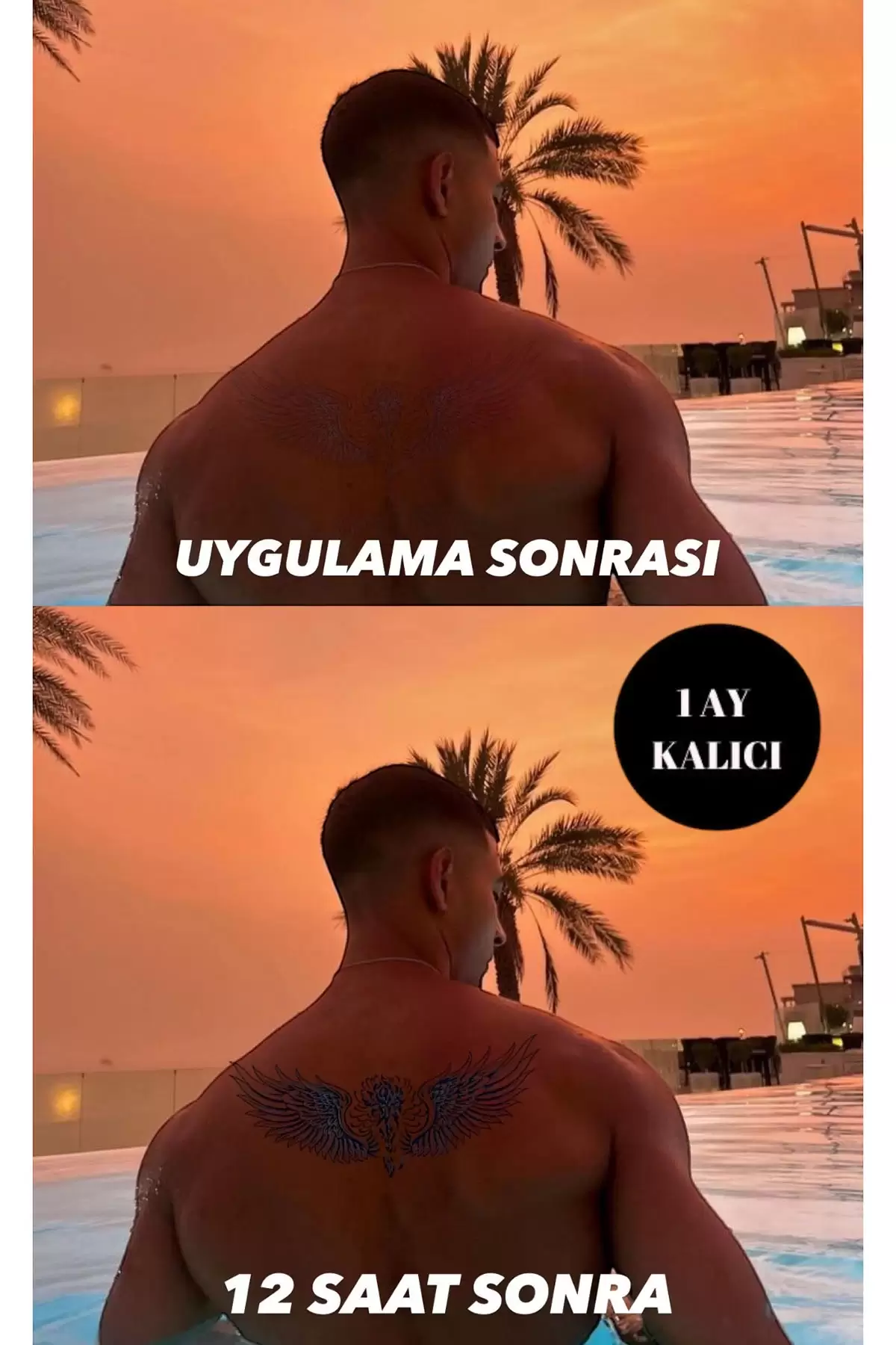 Kanat Figürlü 12 Saat Sonra Kararan Geçici Dövme Tattoo