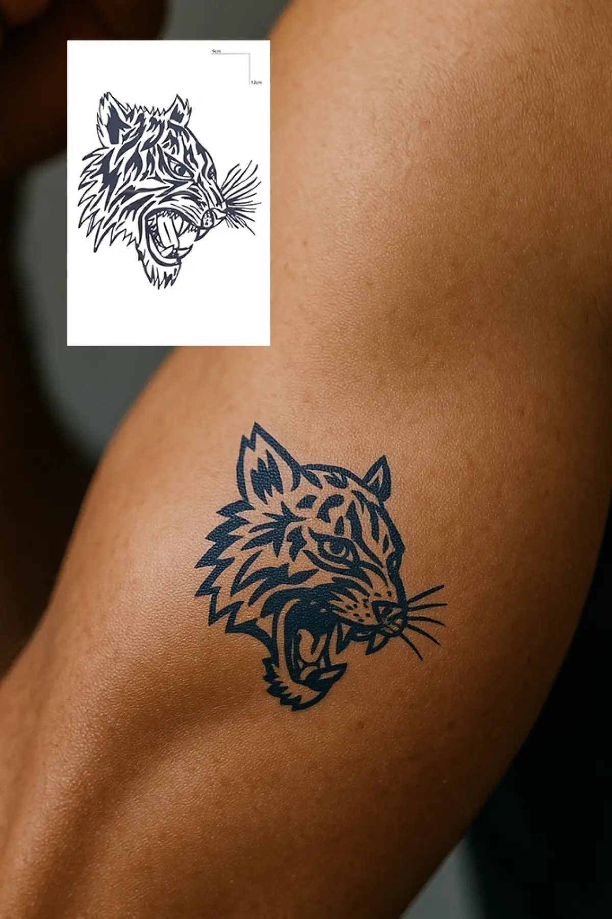 Kaplan Figürlü 12 Saat Sonra Kararan Geçici Dövme Tattoo