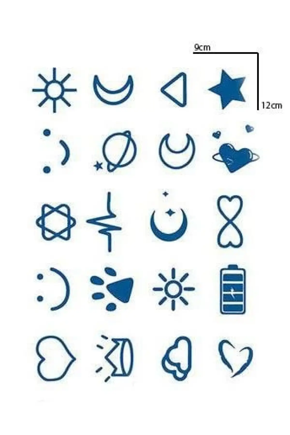 Karışık Figürlü 12 Saat Sonra Kararan Geçici Dövme Tattoo