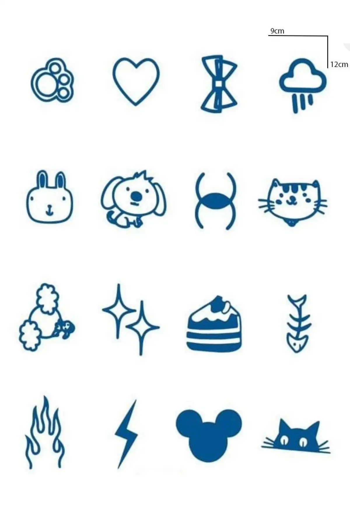 Karışık Figürlü 12 Saat Sonra Kararan Geçici Dövme Tattoo