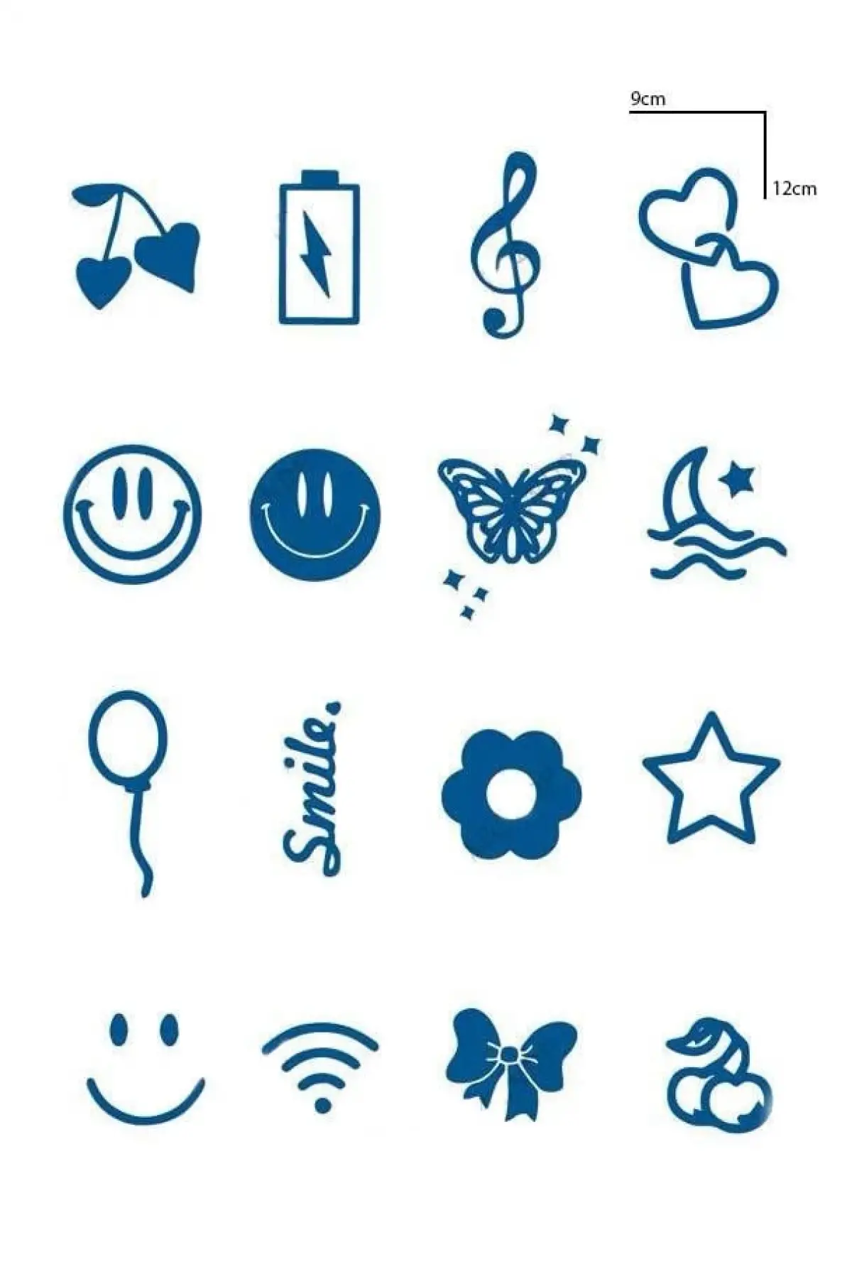 Karışık Figürlü 12 Saat Sonra Kararan Geçici Dövme Tattoo