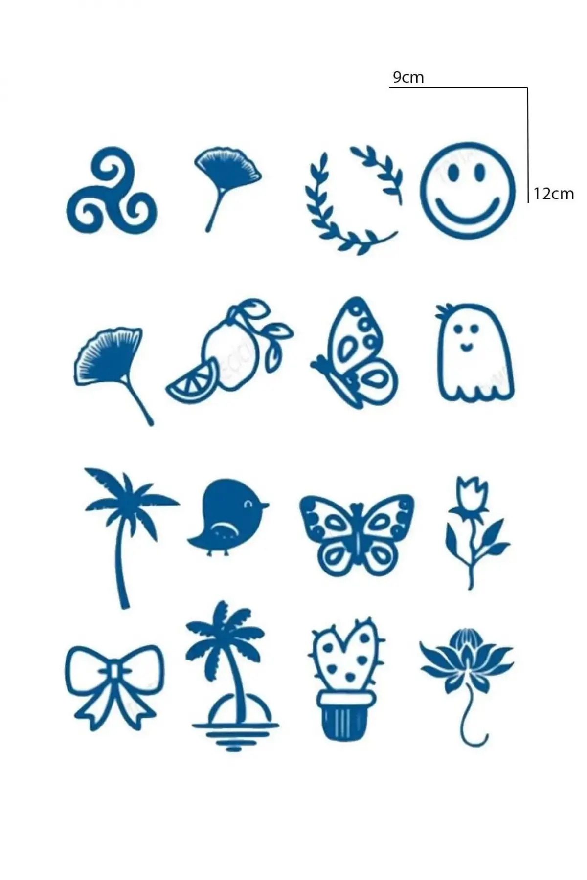 Karışık Figürlü 12 Saat Sonra Kararan Geçici Dövme Tattoo