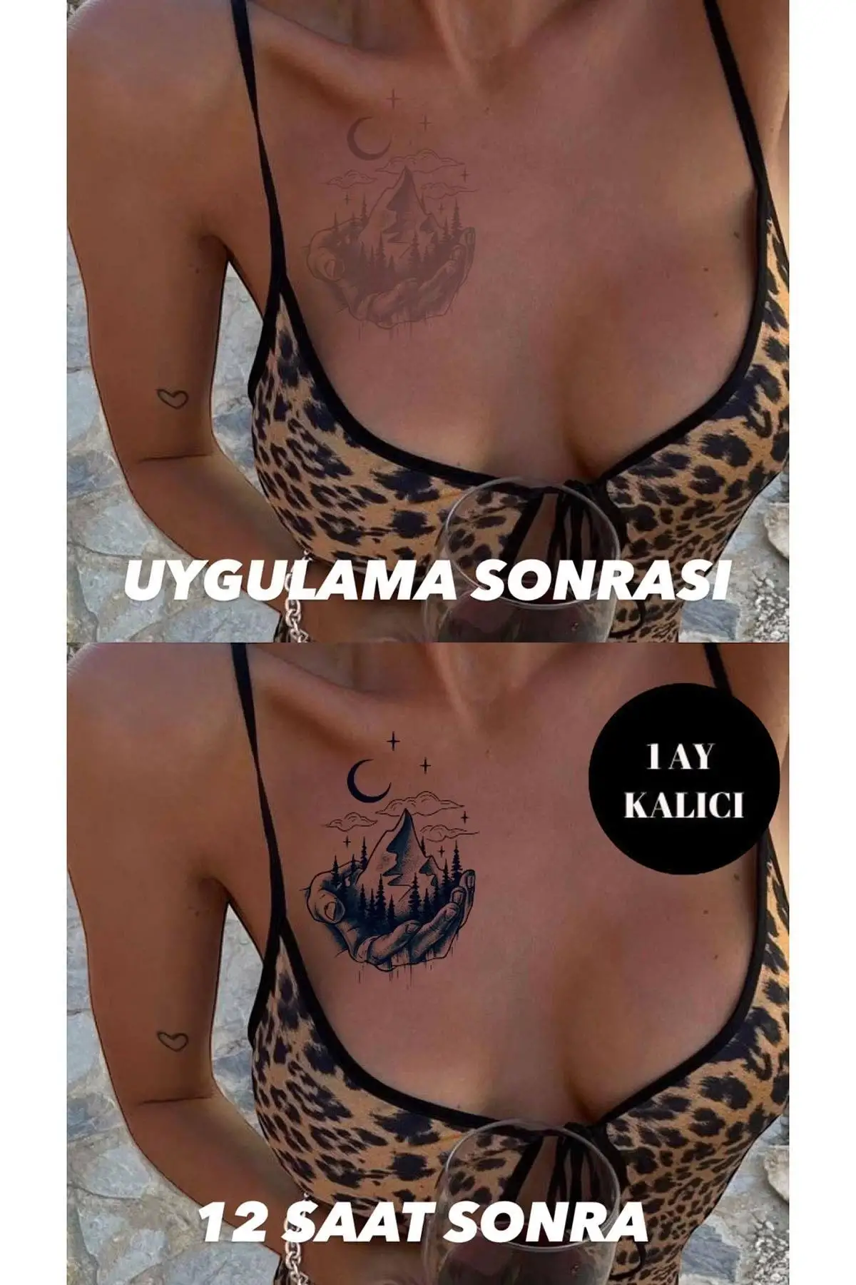 Karışık Figürlü 12 Saat Sonra Kararan Geçici Dövme Tattoo