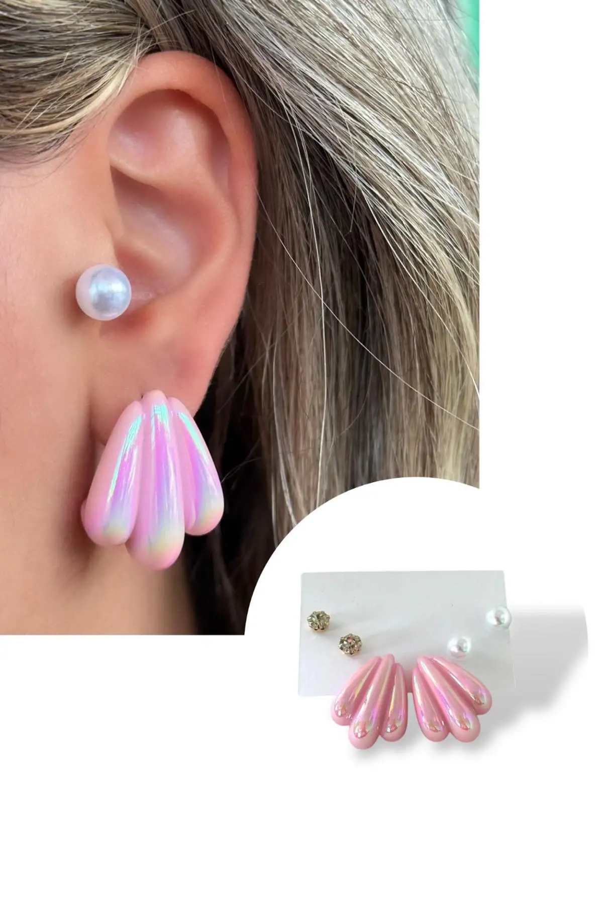 Karışık Renk 3lü Küpe Set