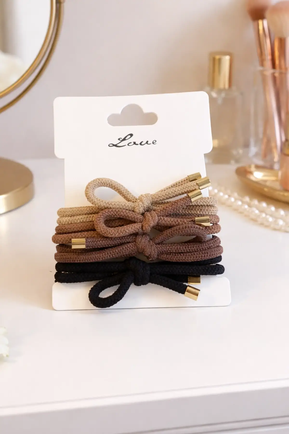 Karışık Renk 4lü Kurdele Detaylı Lastik Toka Set