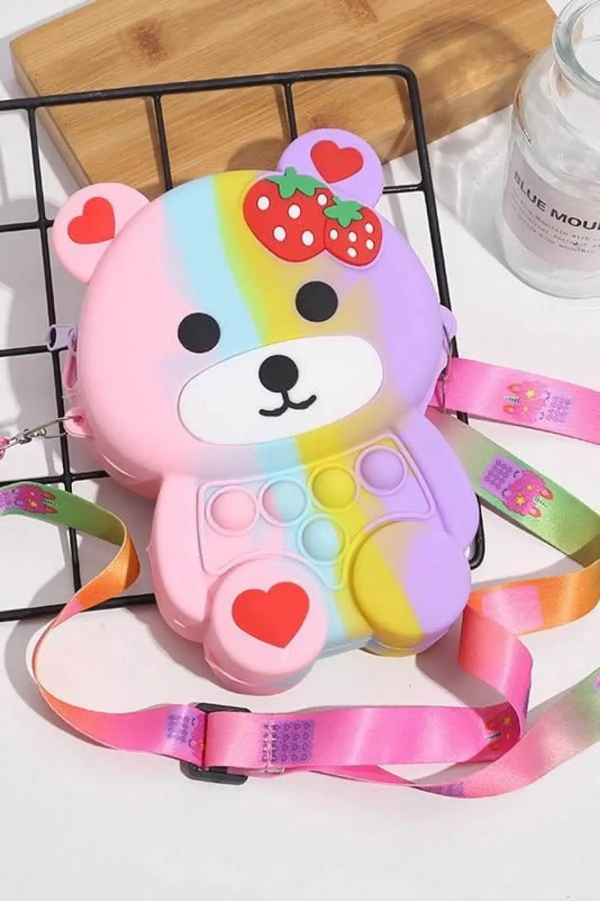 Karışık Renk Ayıcık Figürlü Çocuk Pop-İt Çanta