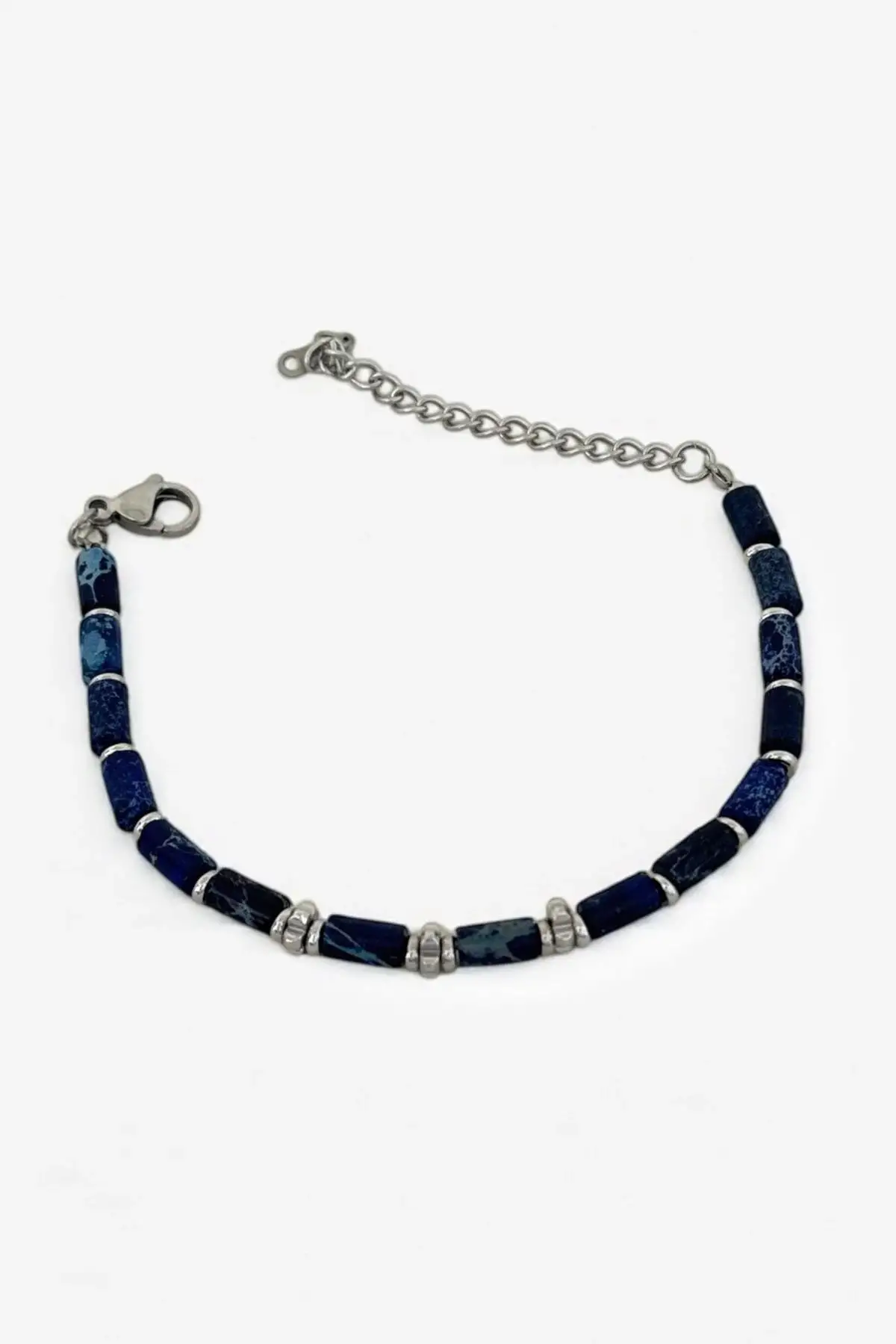 Karışık Renk Boncuk Detaylı Çelik Erkek Bileklik