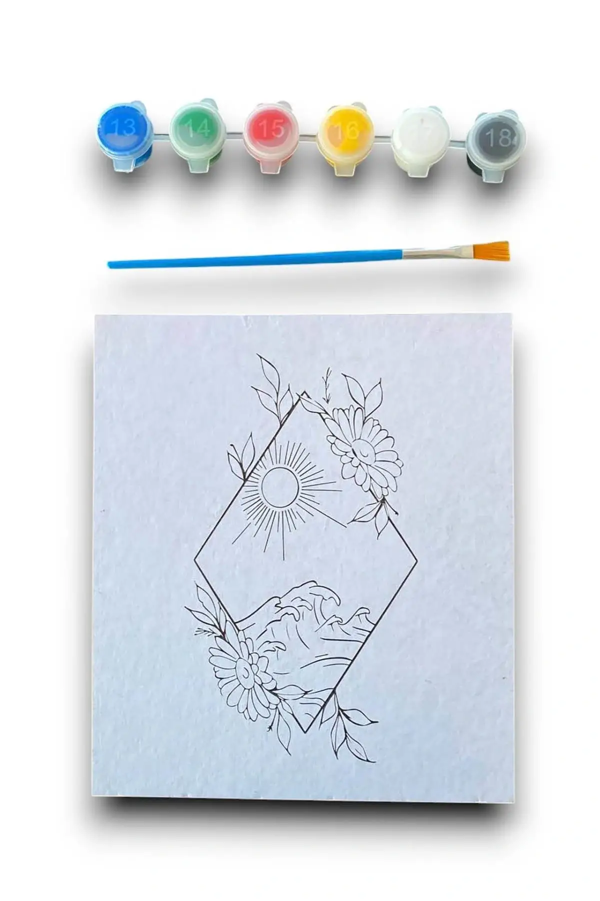 Karışık Renk Çiçek Figürlü Boyama Set