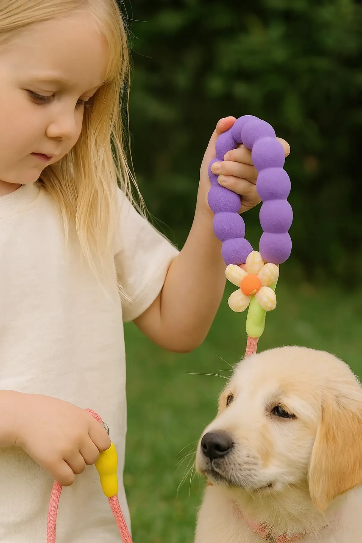 Karışık Renk Çiçek Figürlü İpli Kedi Köpek Tasması